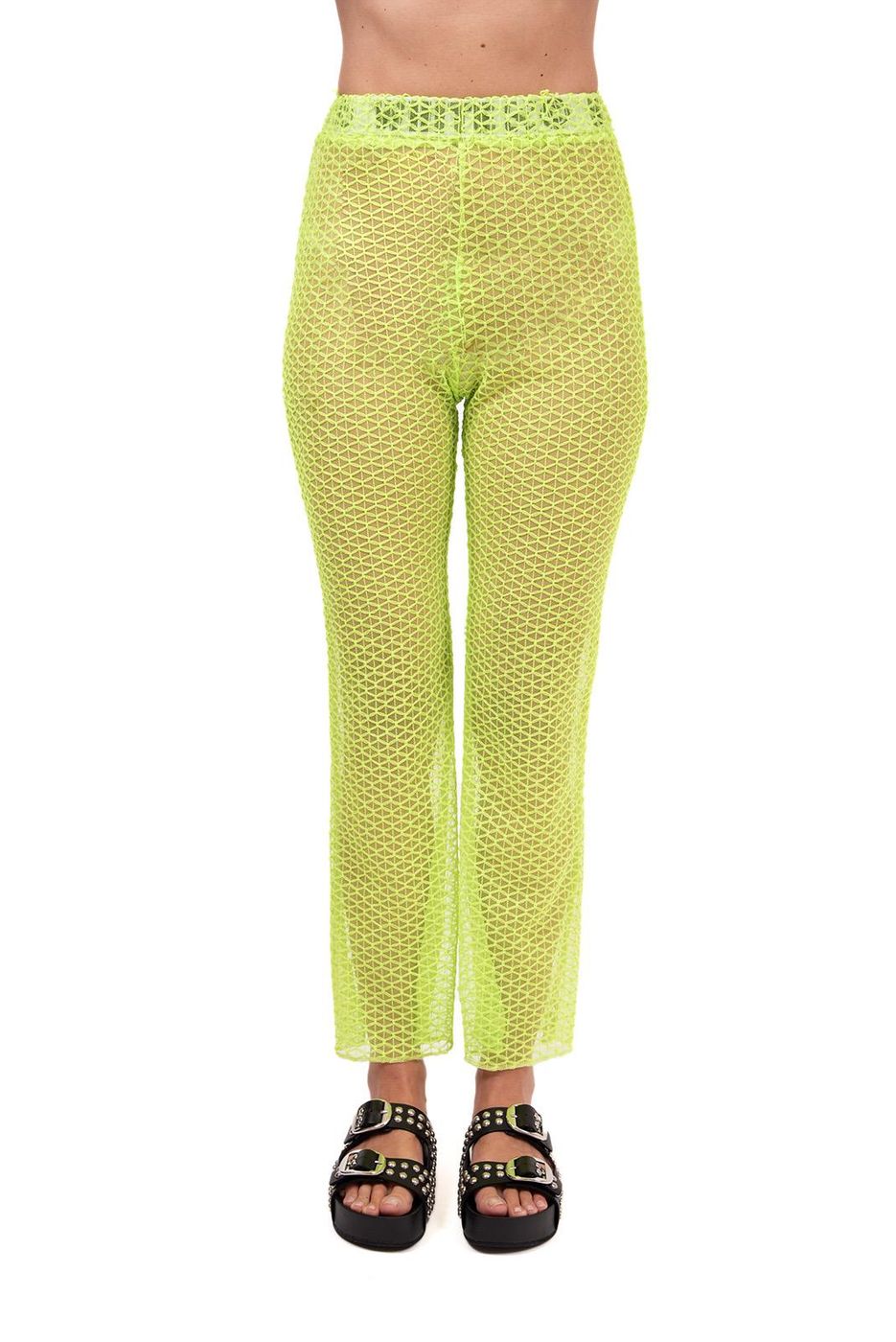 Panpizz  pantaloni  white  verde fluo, m