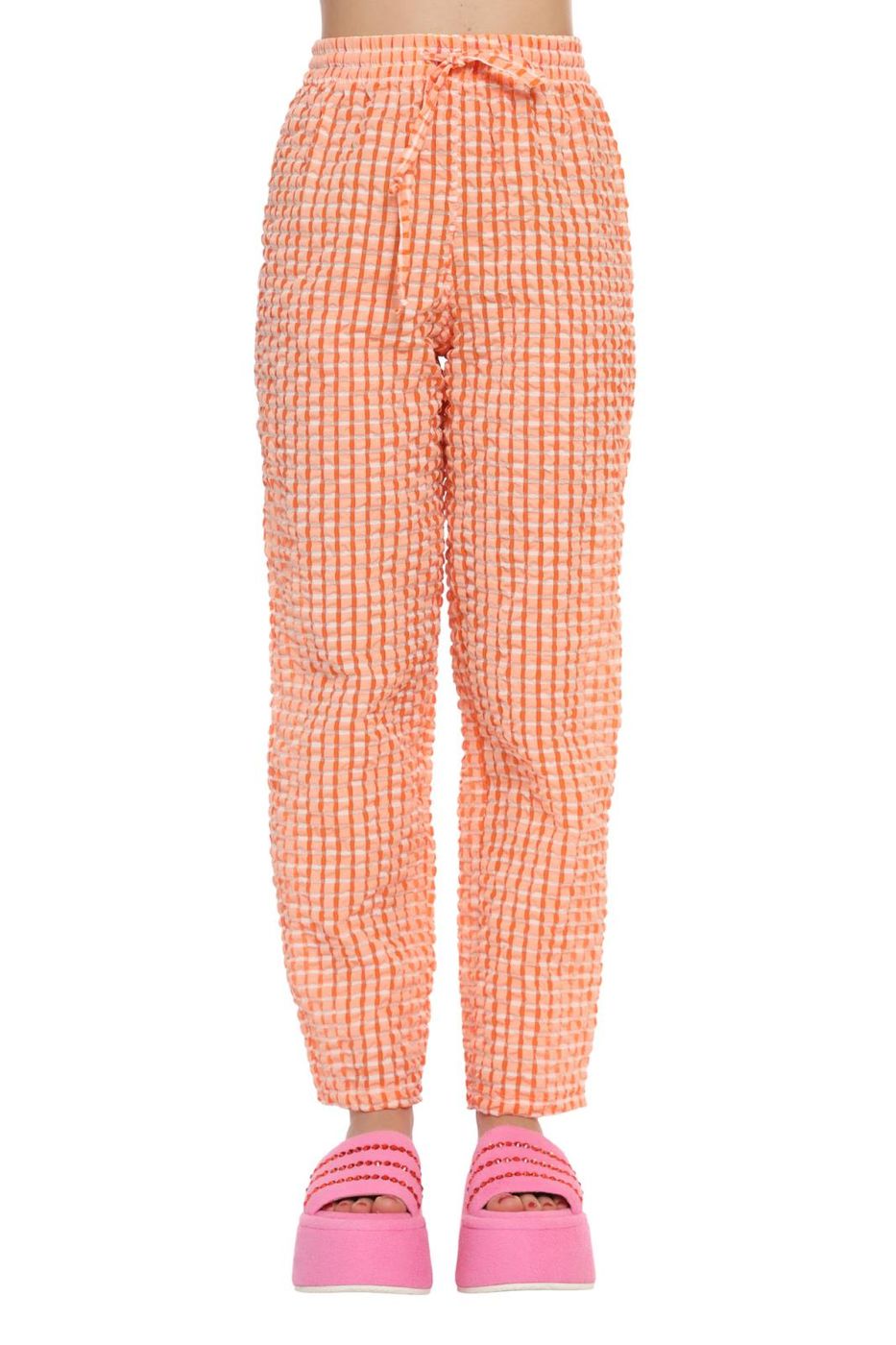 Pantcheck  pantaloni  white  check orange, m