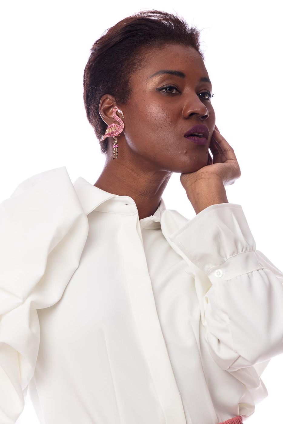 Baby flamingo  orecchini  lisa c bijoux  azzurro/silk