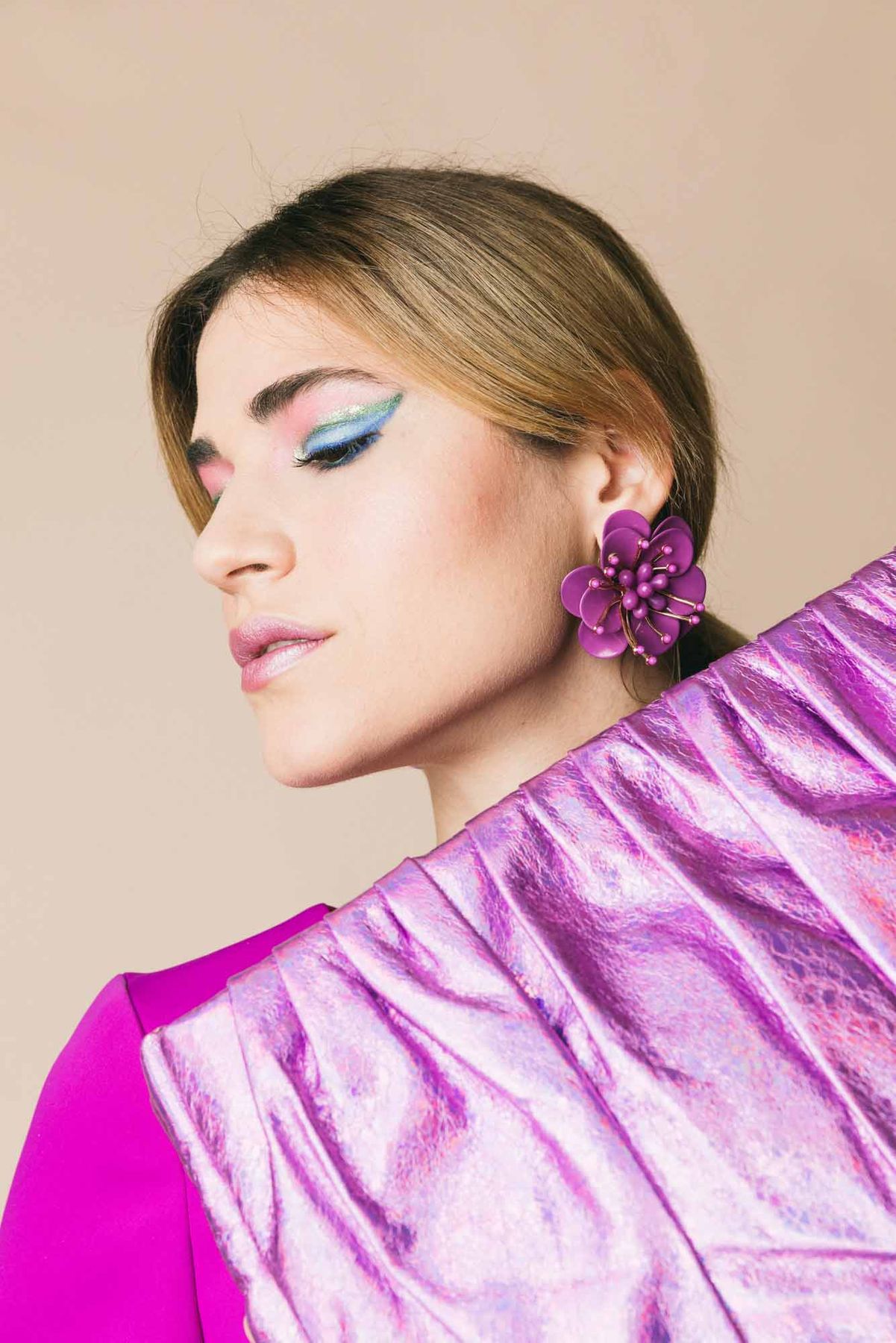 Dewy flower/f  orecchini  essentiel antwerp  fuxia