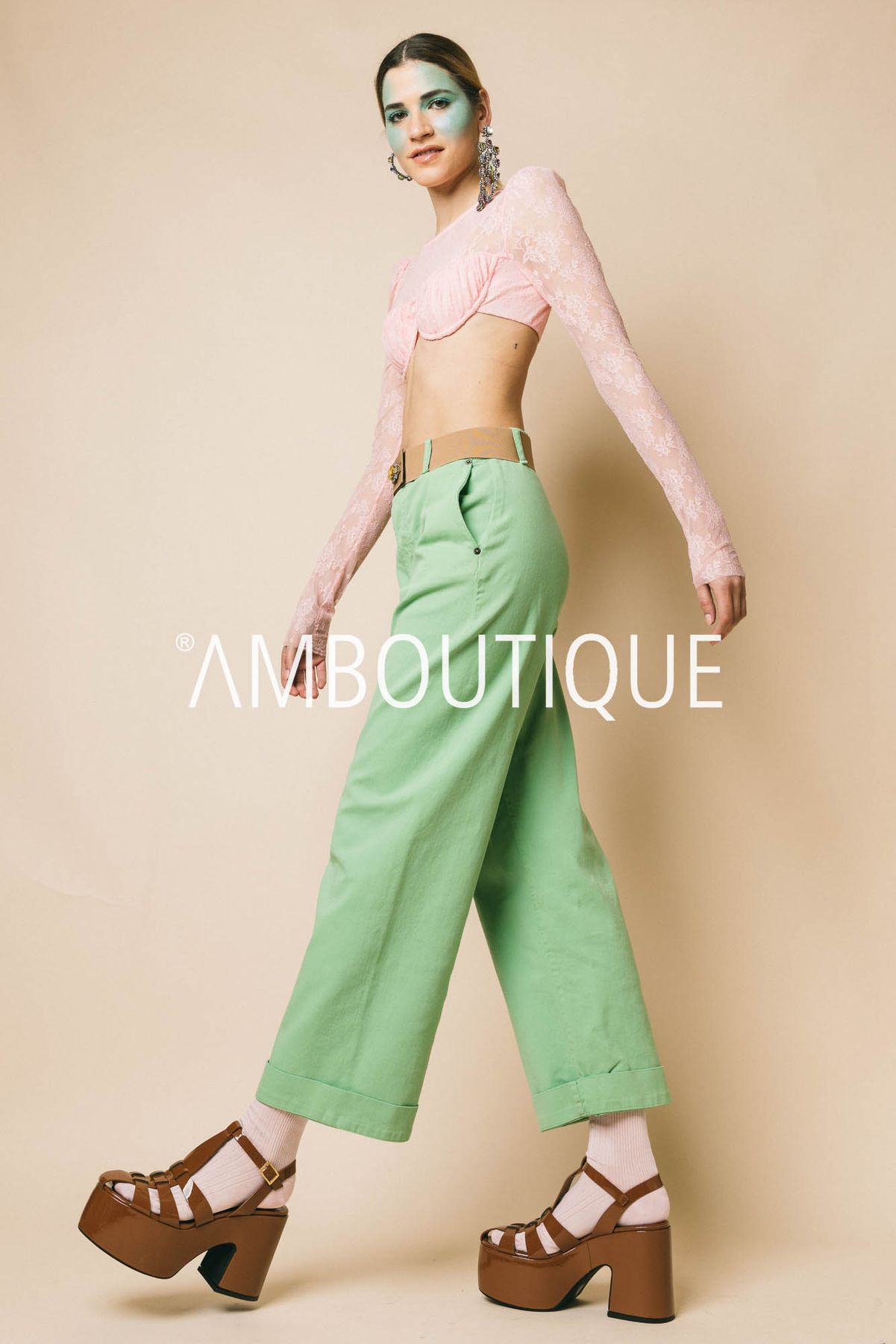 M1e0193  pantaloni  solotre  verde salvia, 40