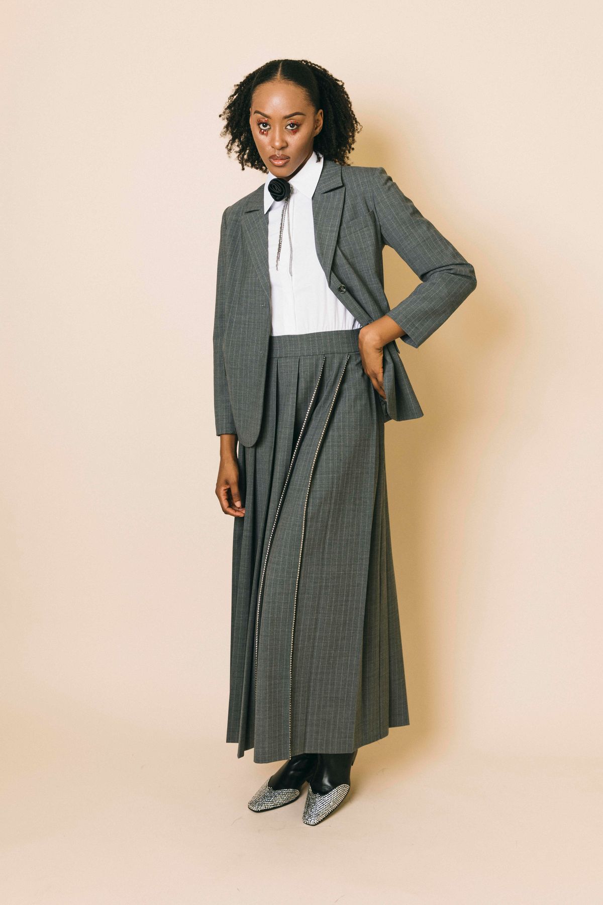 Jacket dress vs2gc0012  abiti  vivetta  grigio gessato, 46