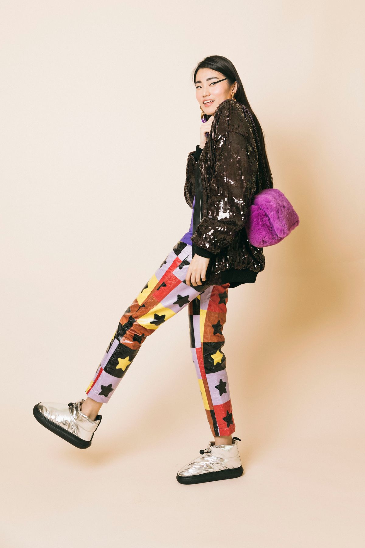 4032 stars  pantaloni  white  multicolor, m