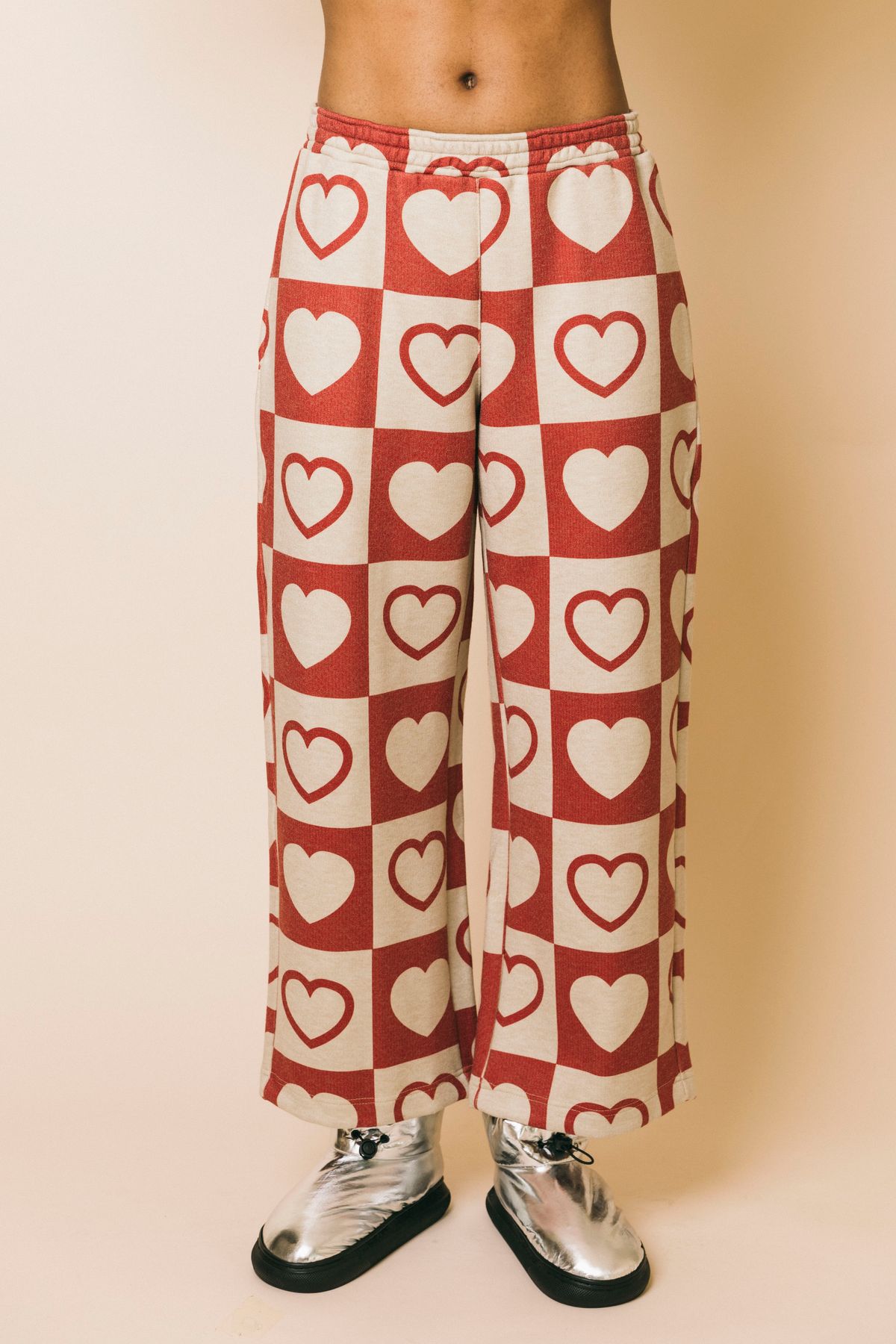 4026 hearts  pantaloni  white  stampa cuori, m