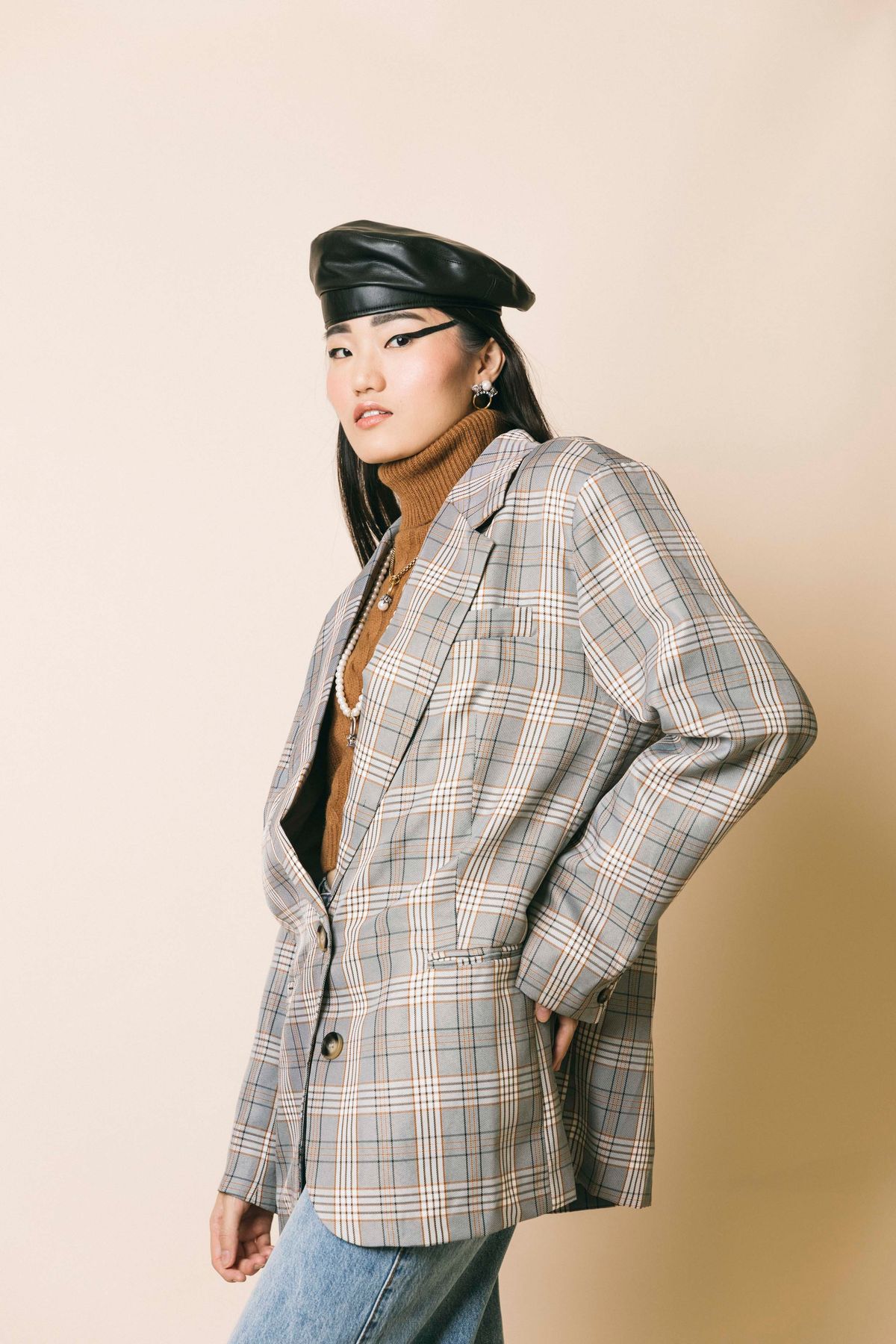 Ck7181a  giacche  glamorous  brown multi check, xs