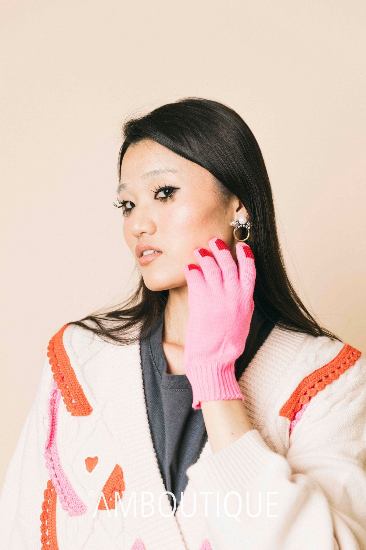 Guanto maglia vmac005red  guanti  vivetta  rosa fluo, s