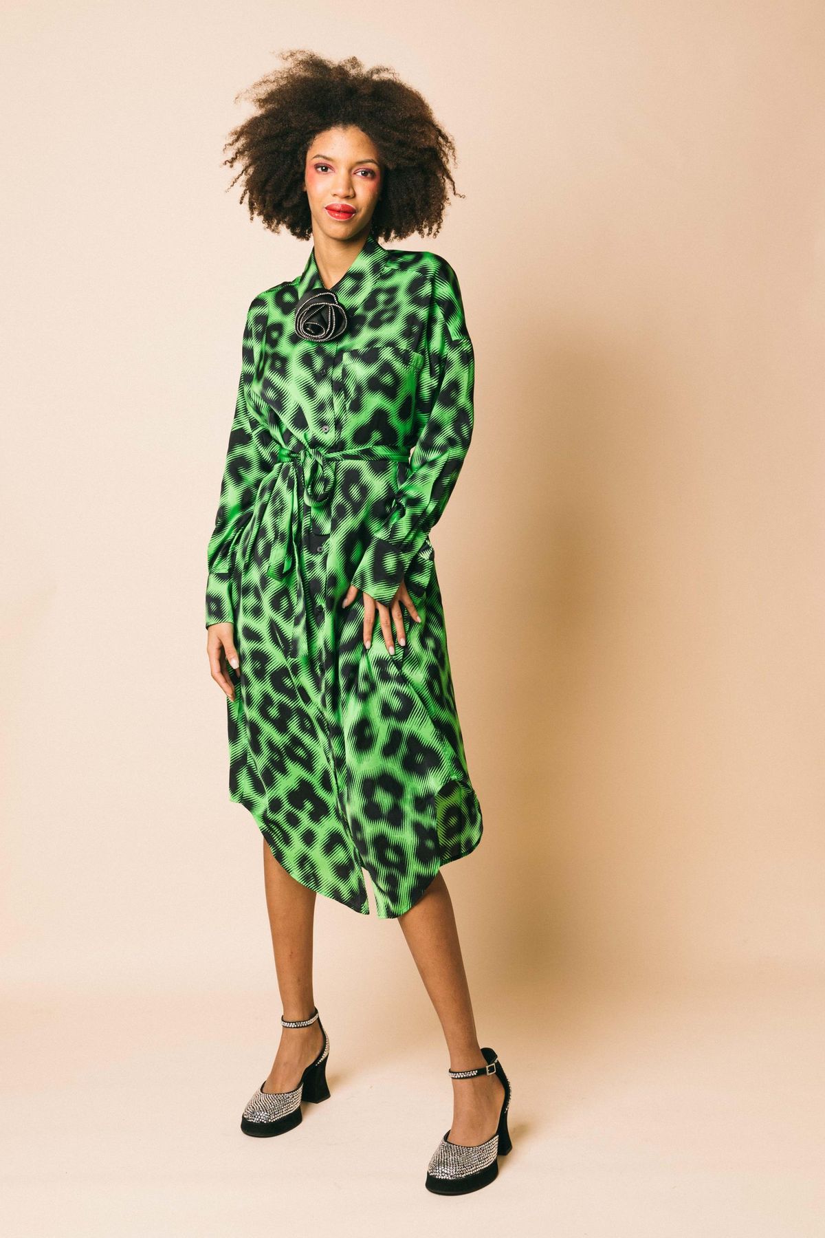 Eliam dress  abiti  essentiel antwerp  verde stampa leopard, s