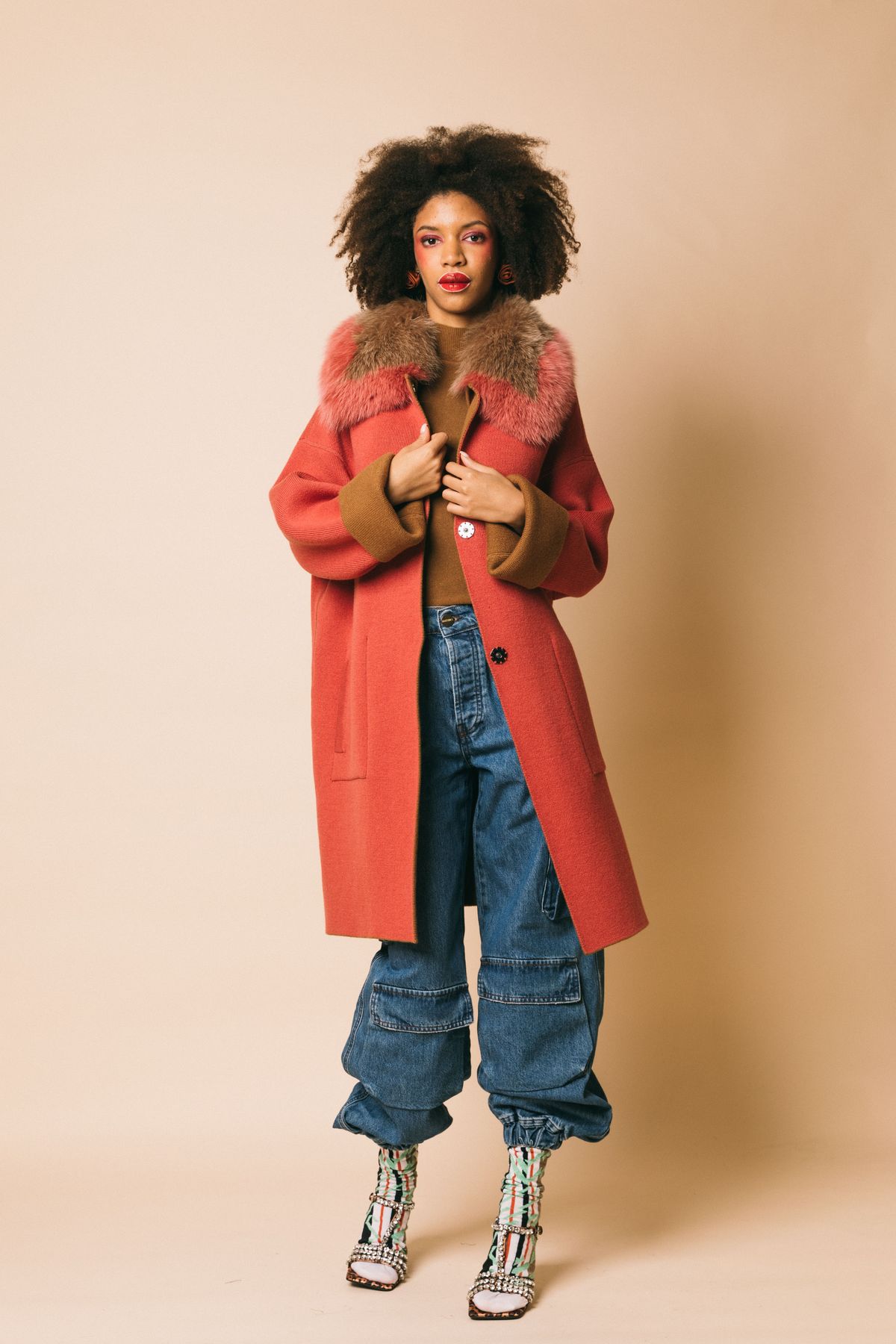 P2327vo/0411 caramello  cappotti  giovi  caramello/pesca, m