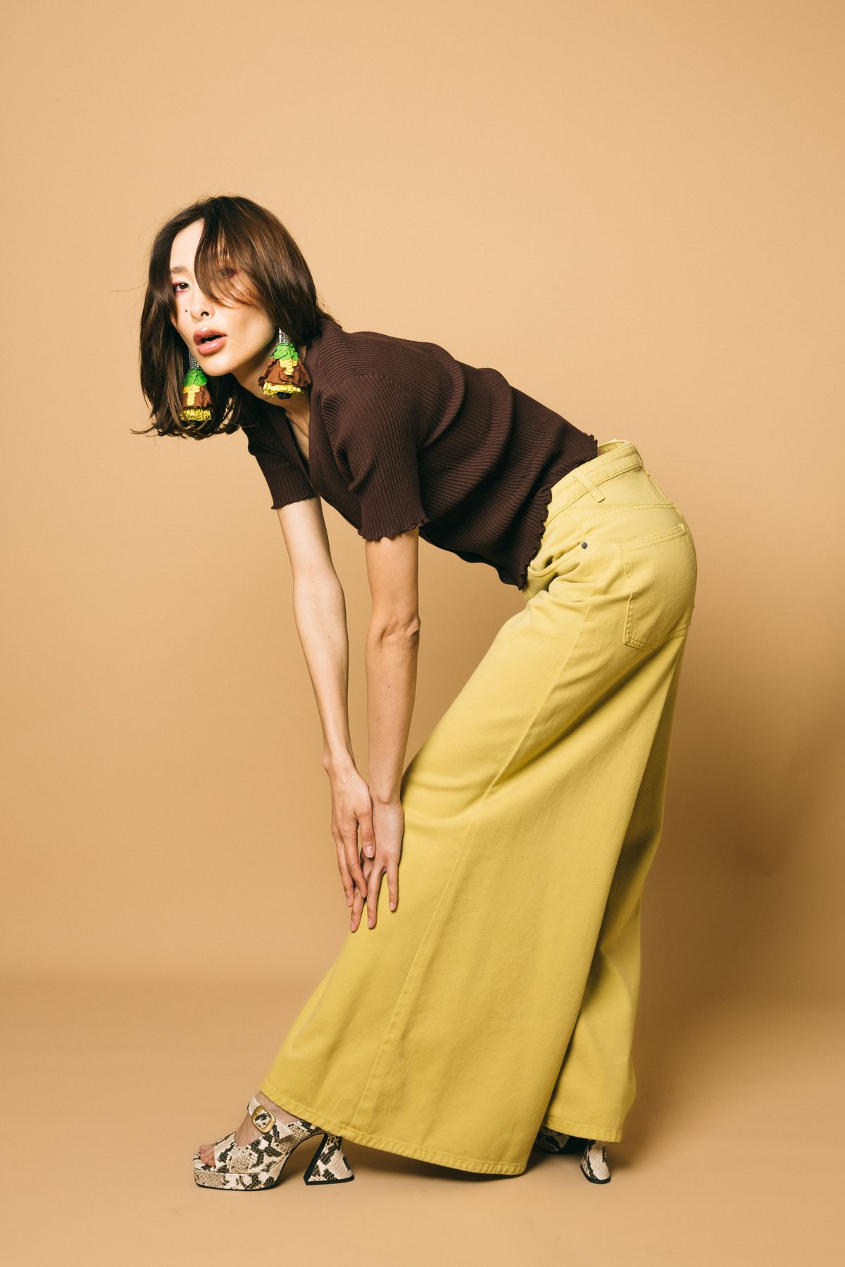 M1b0193 banana  pantaloni  solotre  banana, 40