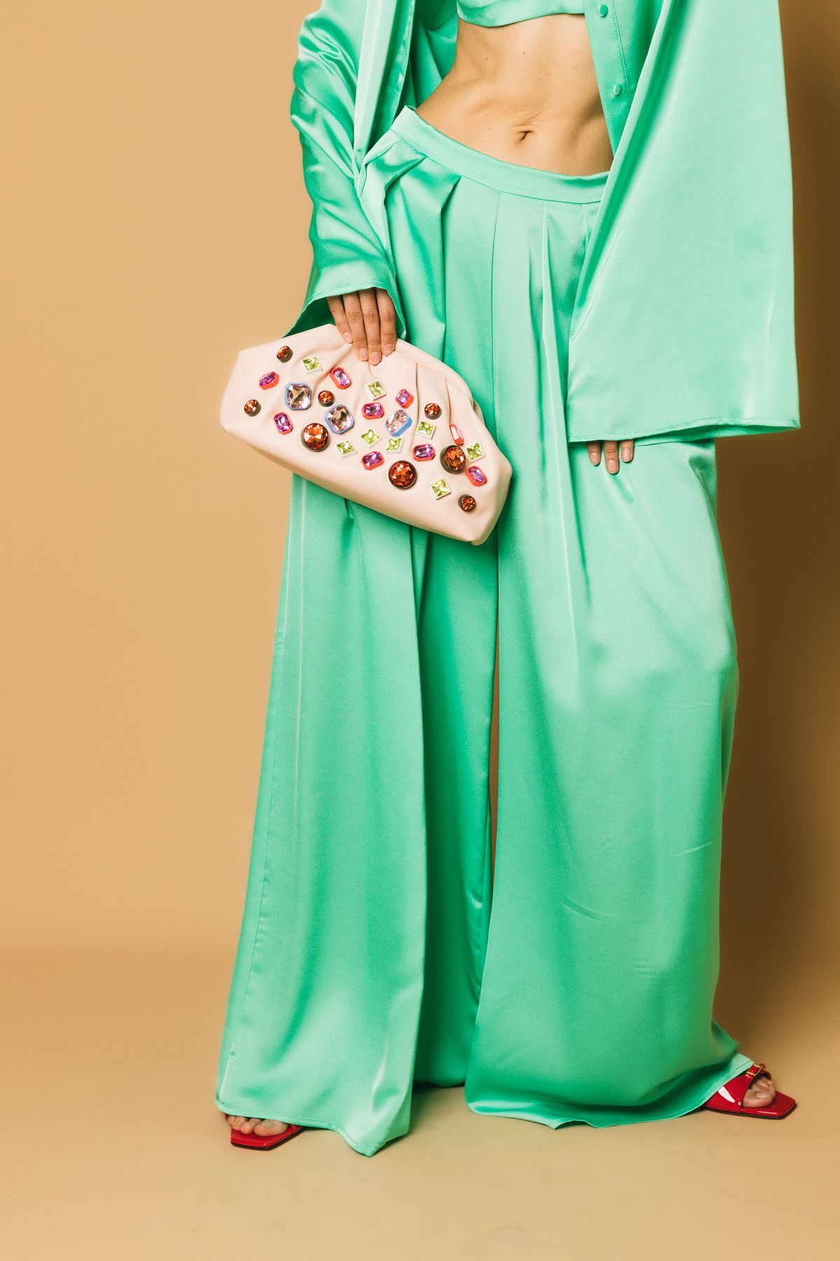 Ke24129 tiffany  pantaloni  kostumn°1  verde tiffany, xs