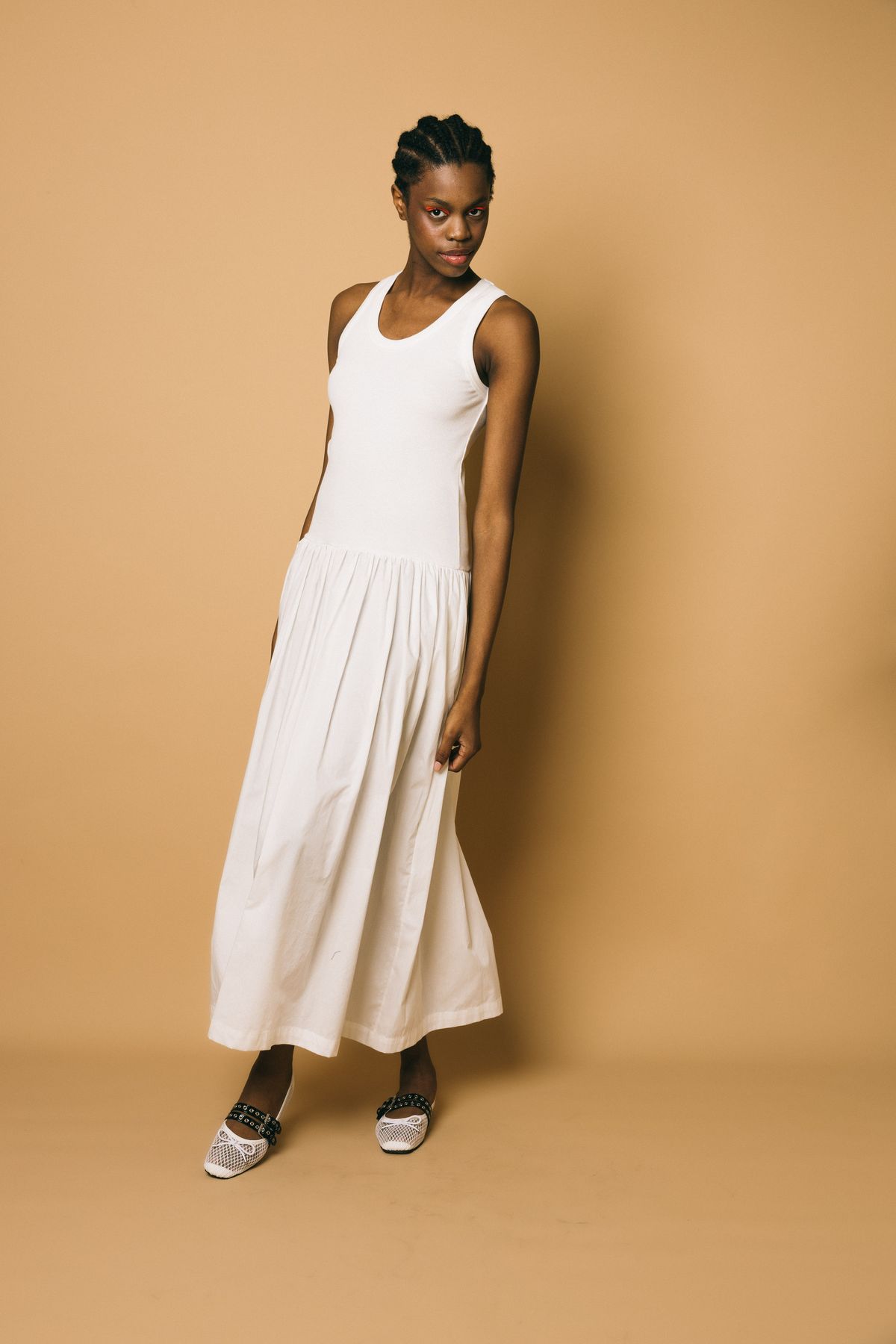 M1b0059 bianco  abito lungo  solotre  bianco, 2