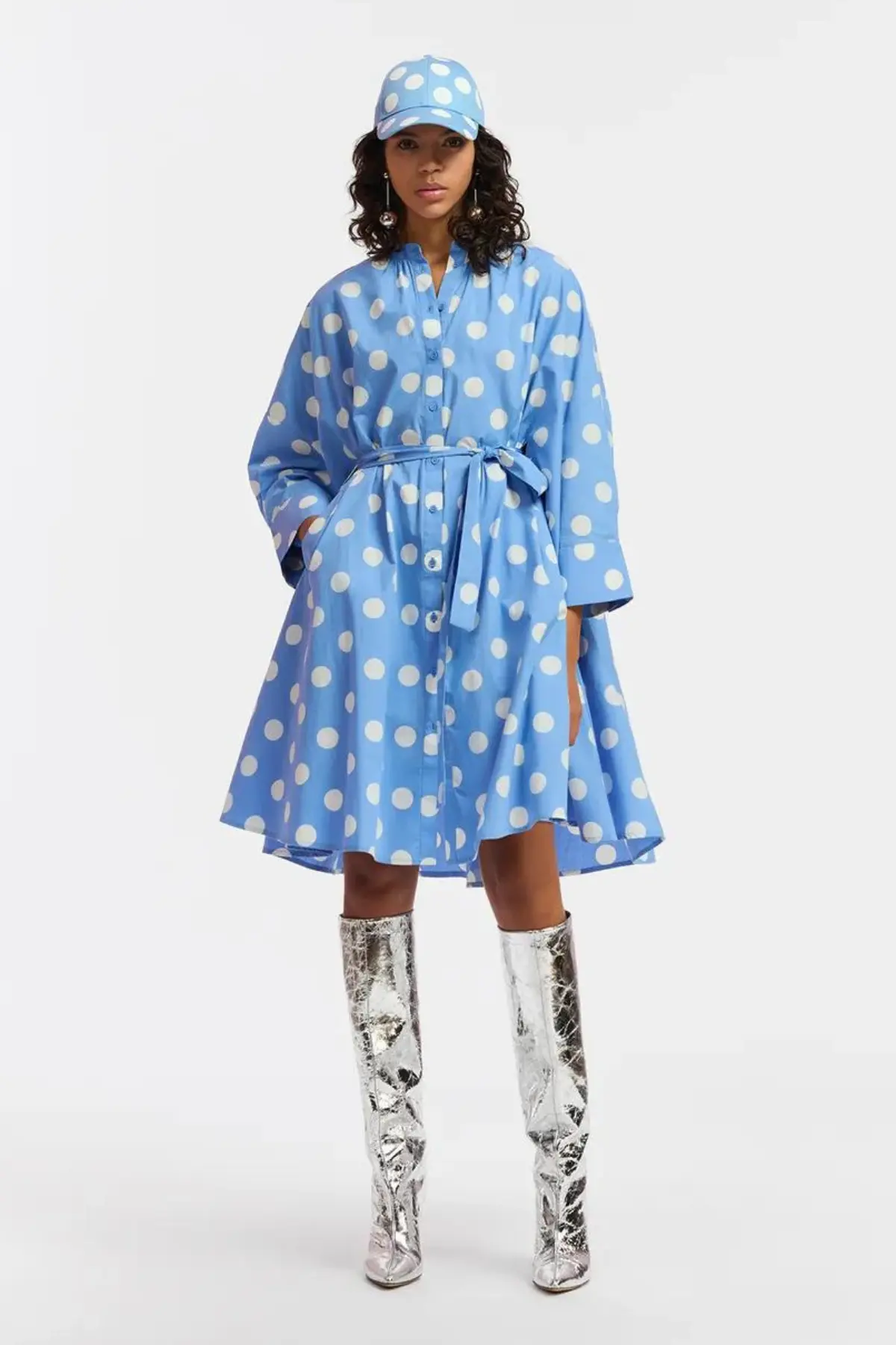 Fimi dress  abiti  essentiel antwerp  pois azzurro/white, m