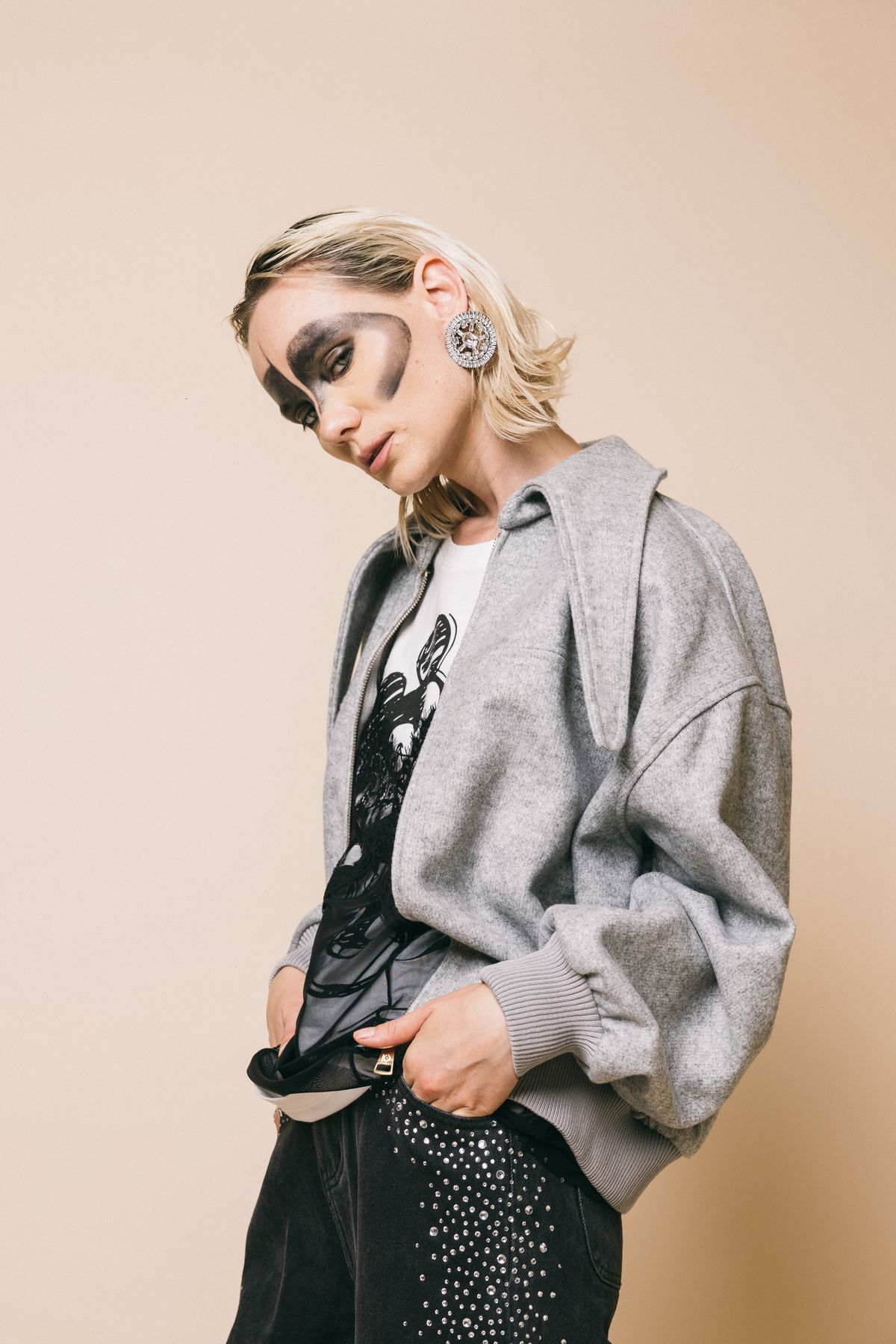 Ki24183 grigio  bomber  kostumn°1  grigio chiaro, xs