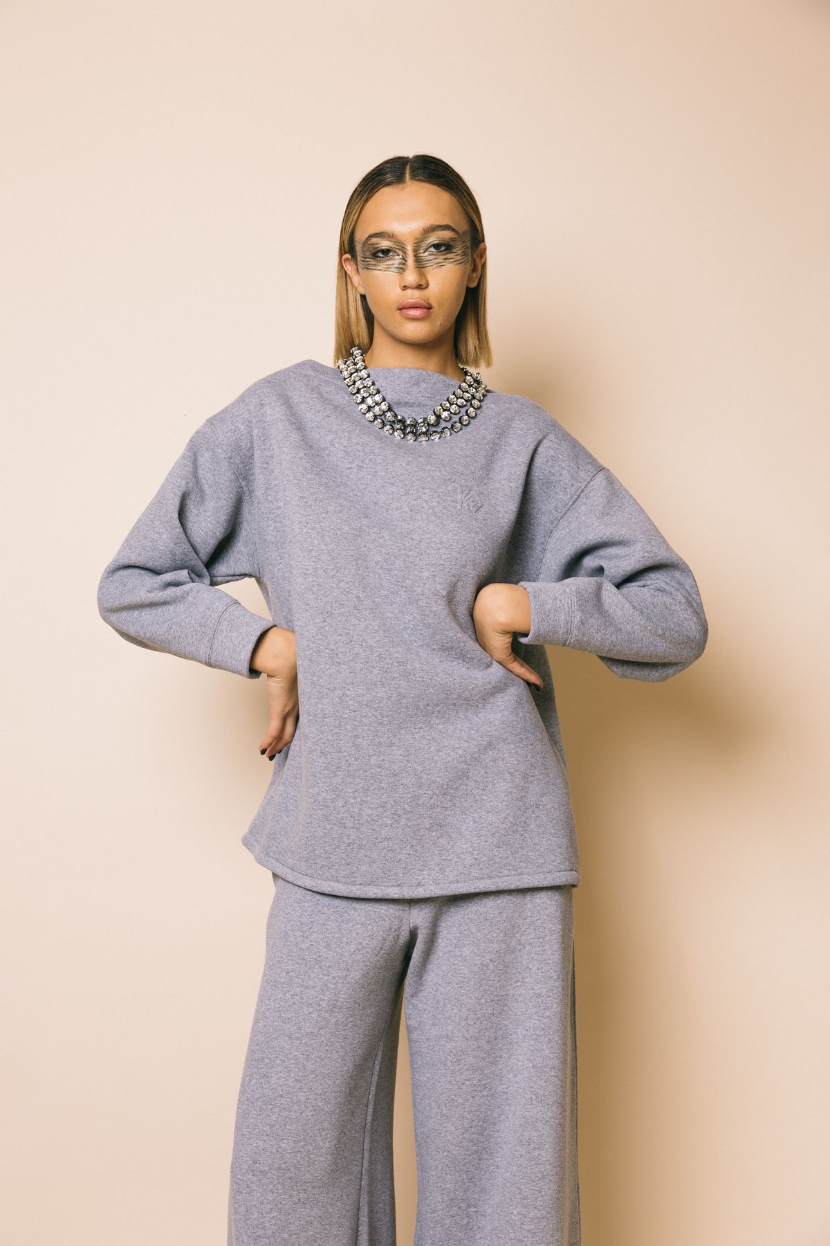 Ki2441 grigio  felpe  kostumn°1  grigio, s