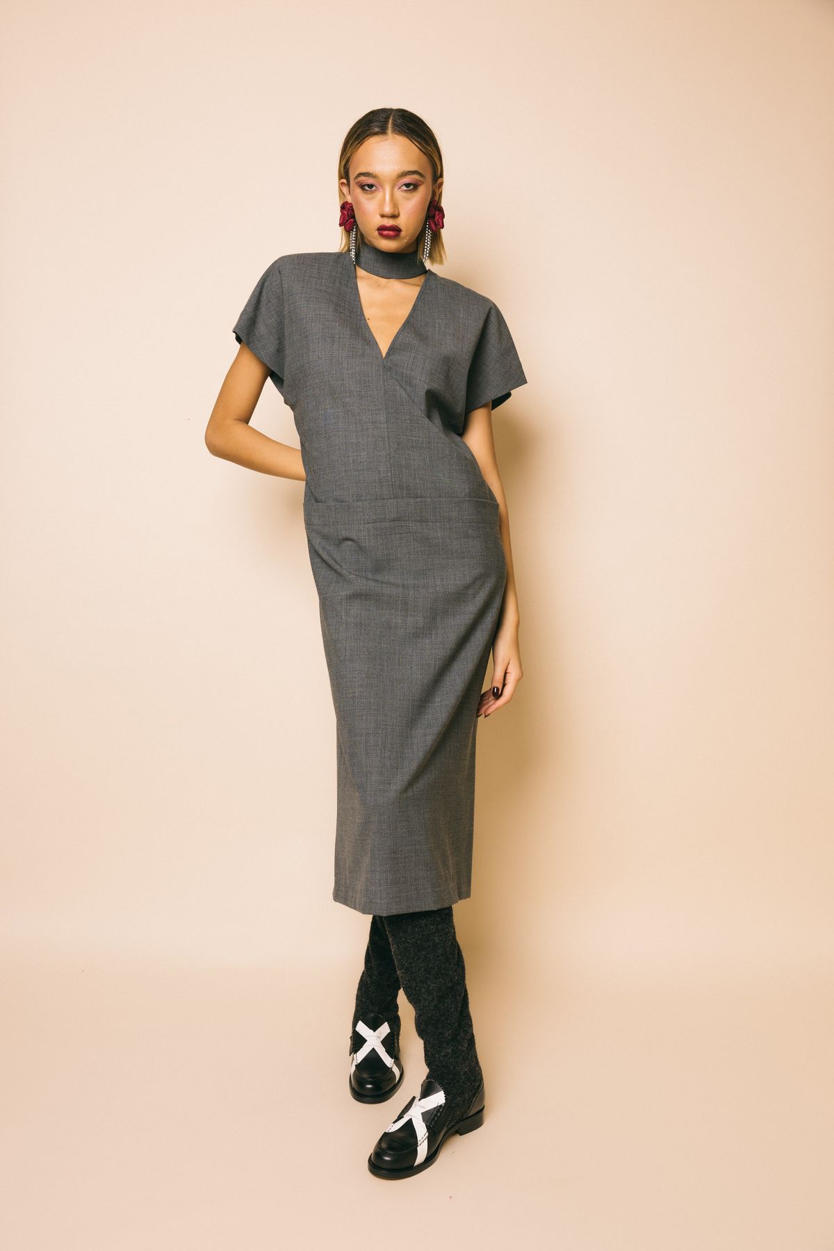 M1s0024 antracite  abito lungo  solotre  antracite, 42