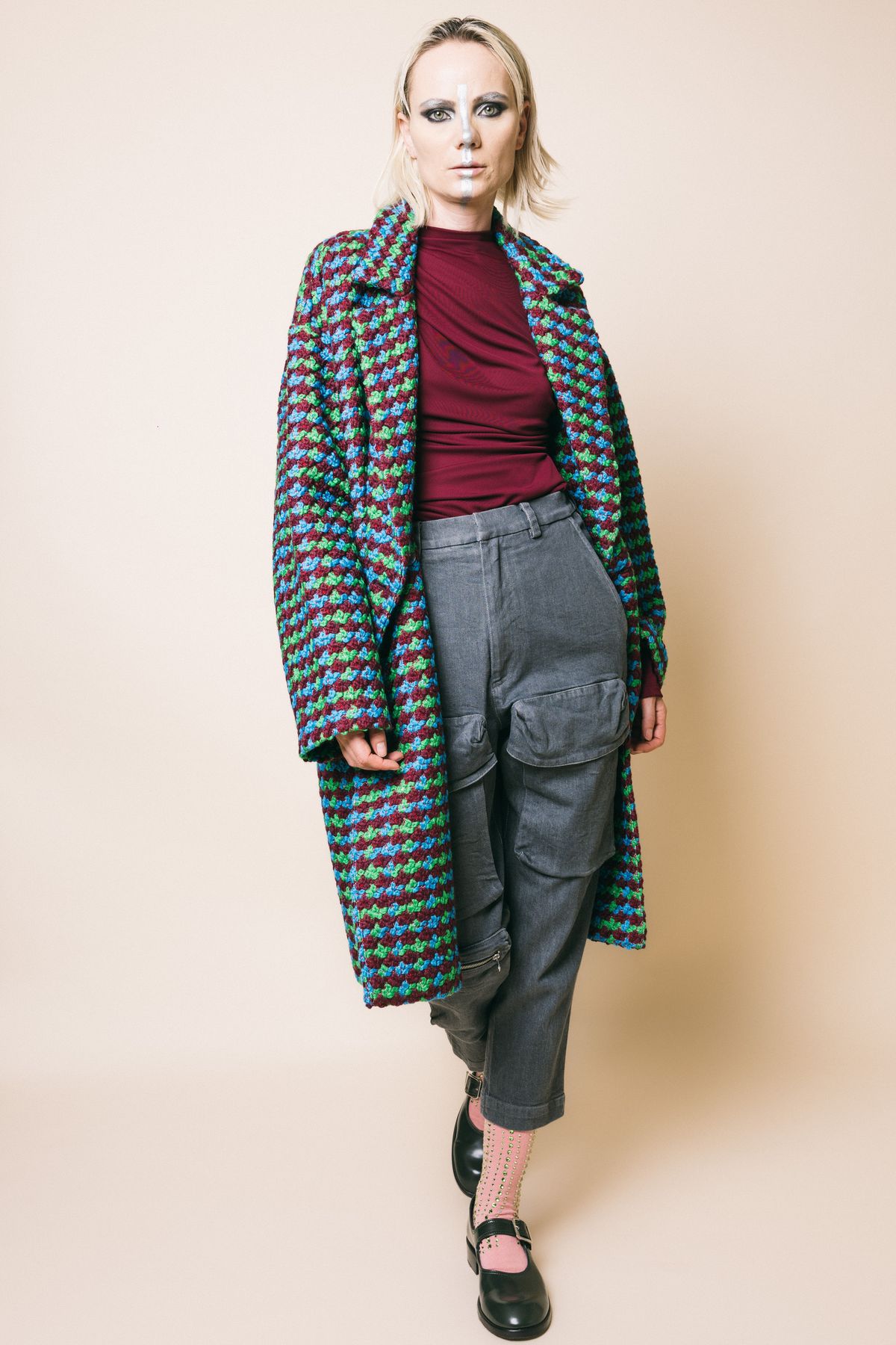 Giral coat  cappotti  essentiel antwerp  blu/burgundy/green, 42