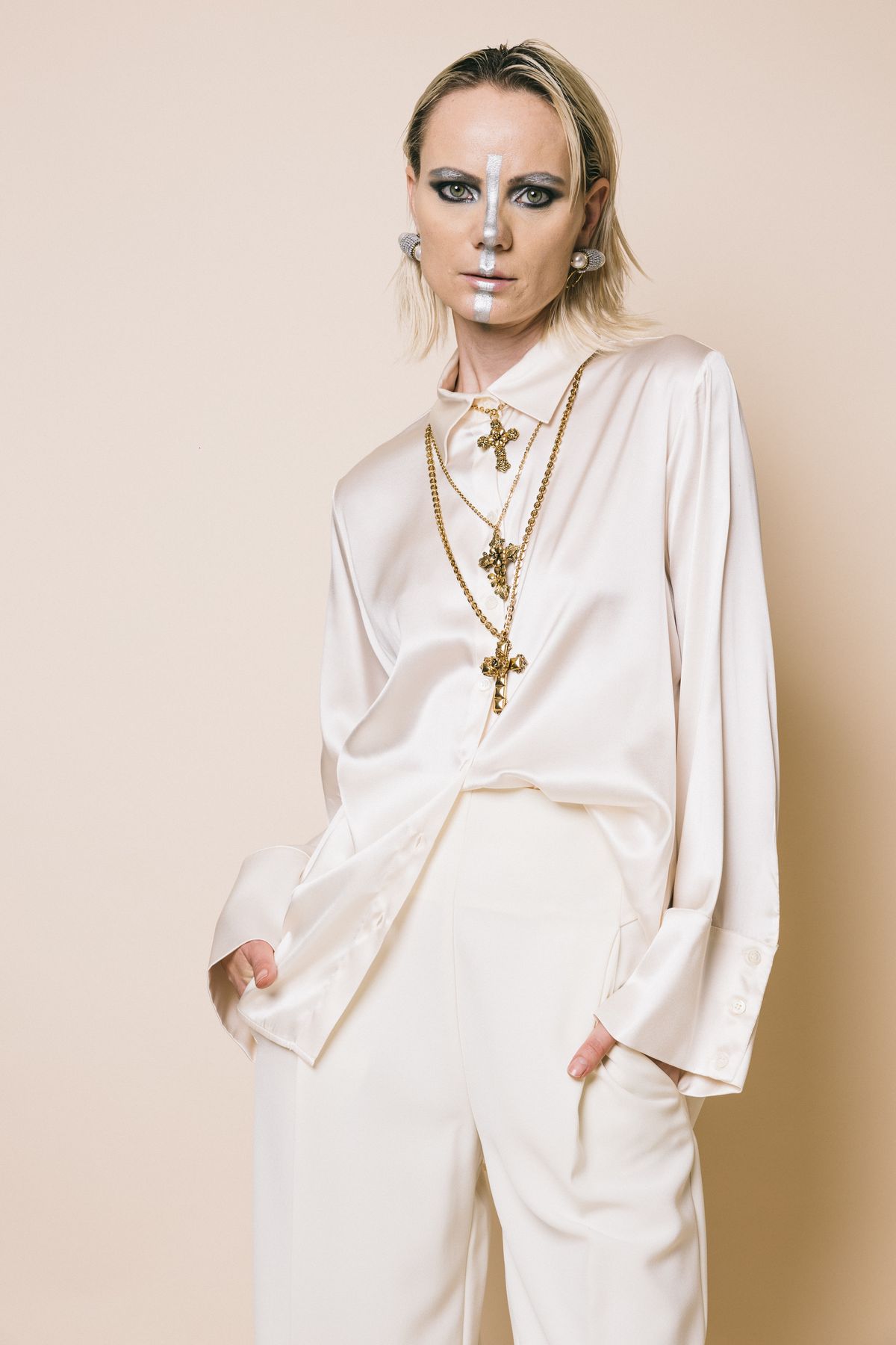 M1s0003 seta  camicie  solotre  panna, 44