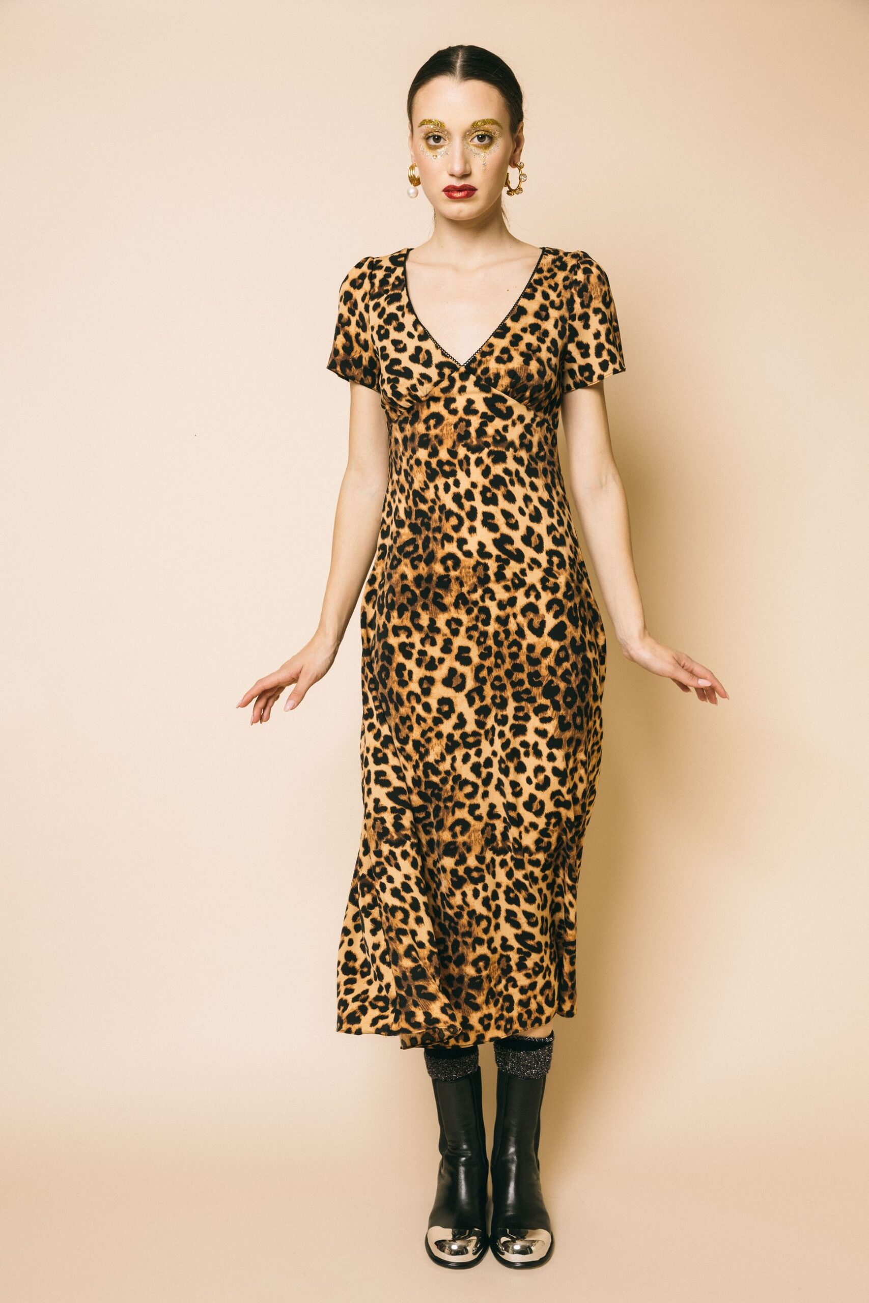 Hc0503 leopard  abiti  glamorous  stampa leopard, xs