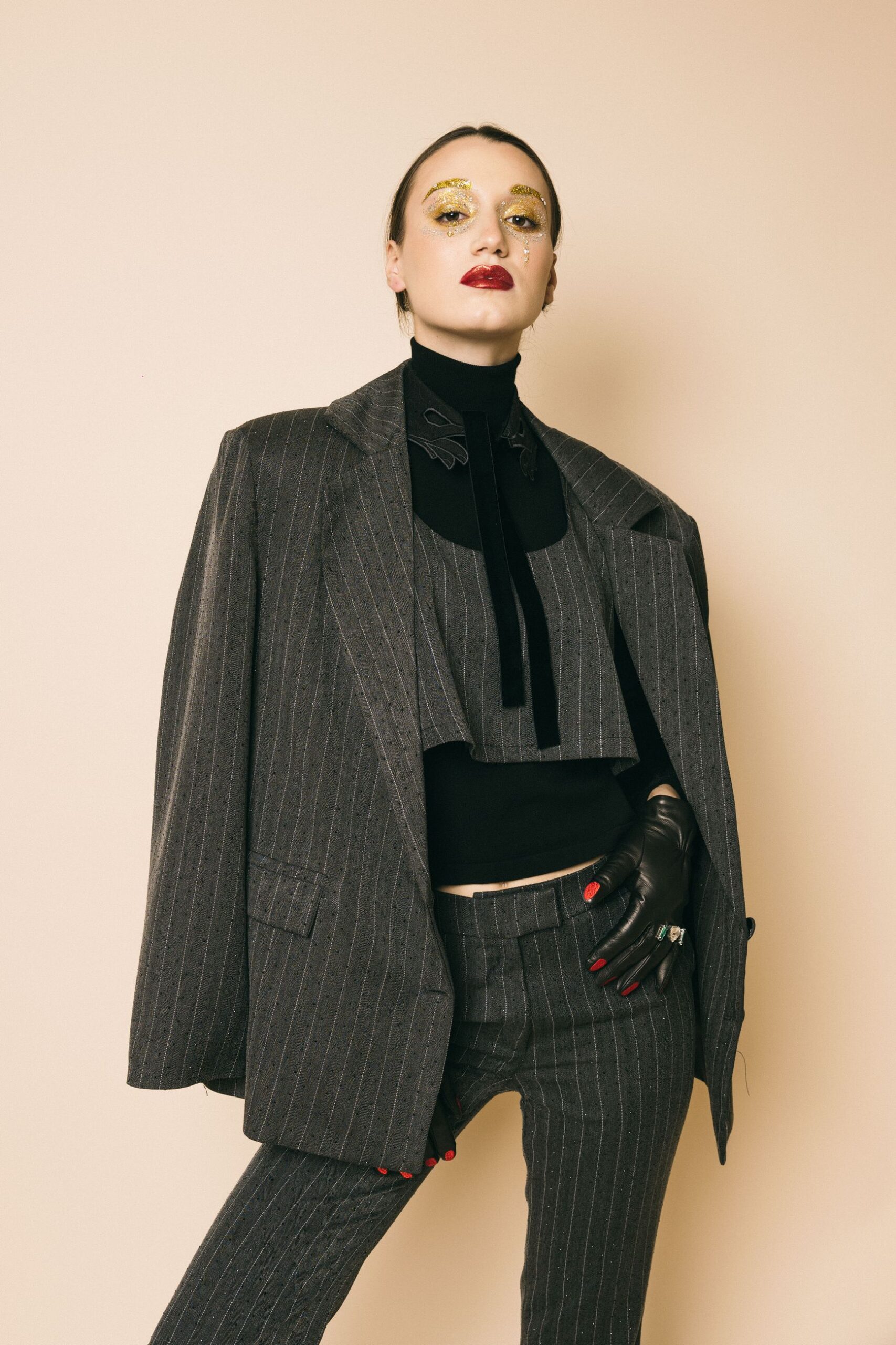 Ki24132 gessato  giacche  kostumn°1  grigio gessato, s