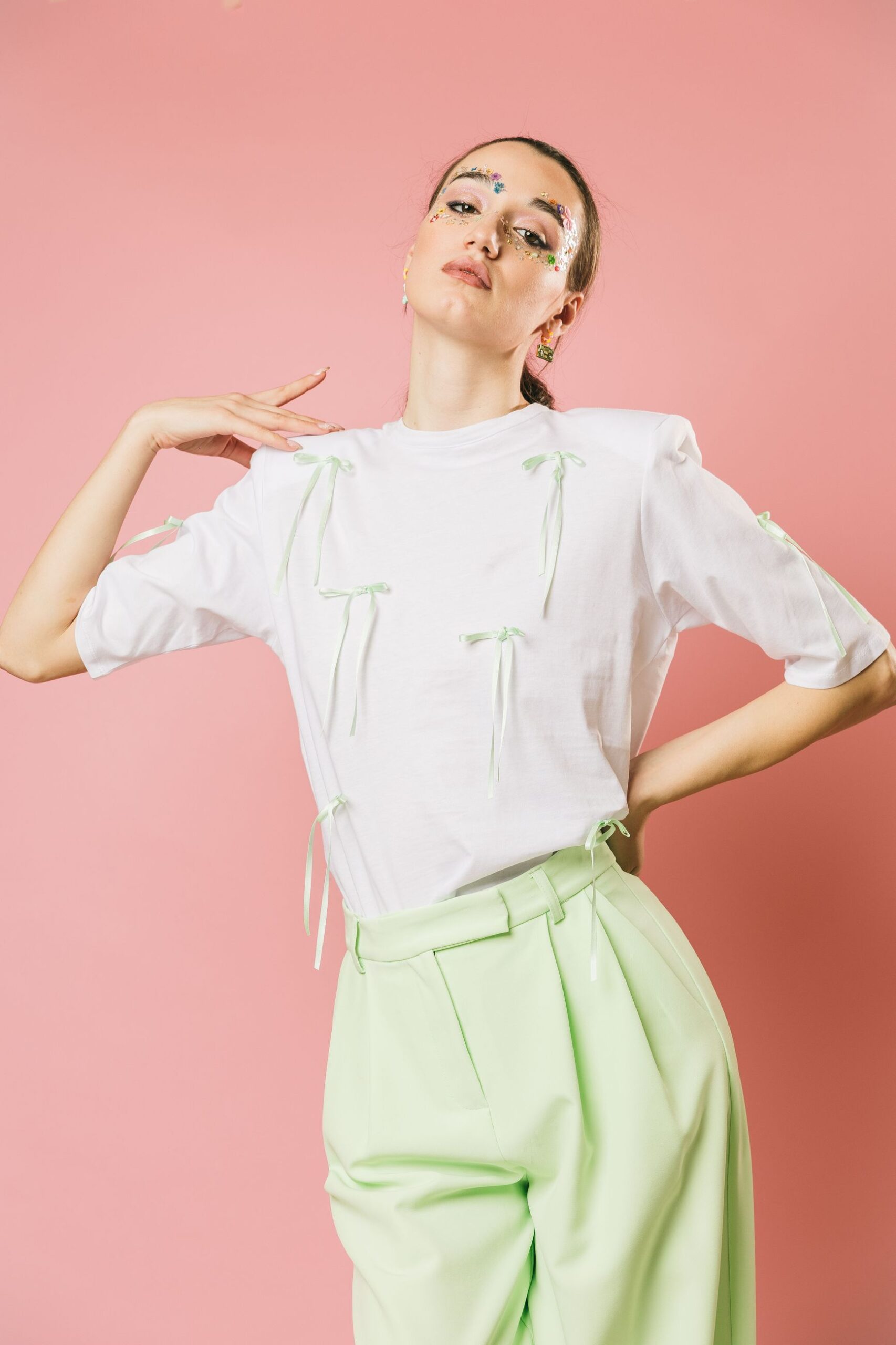 Ke2501white  tshirt e polo  kostumn°1  white/menta, m