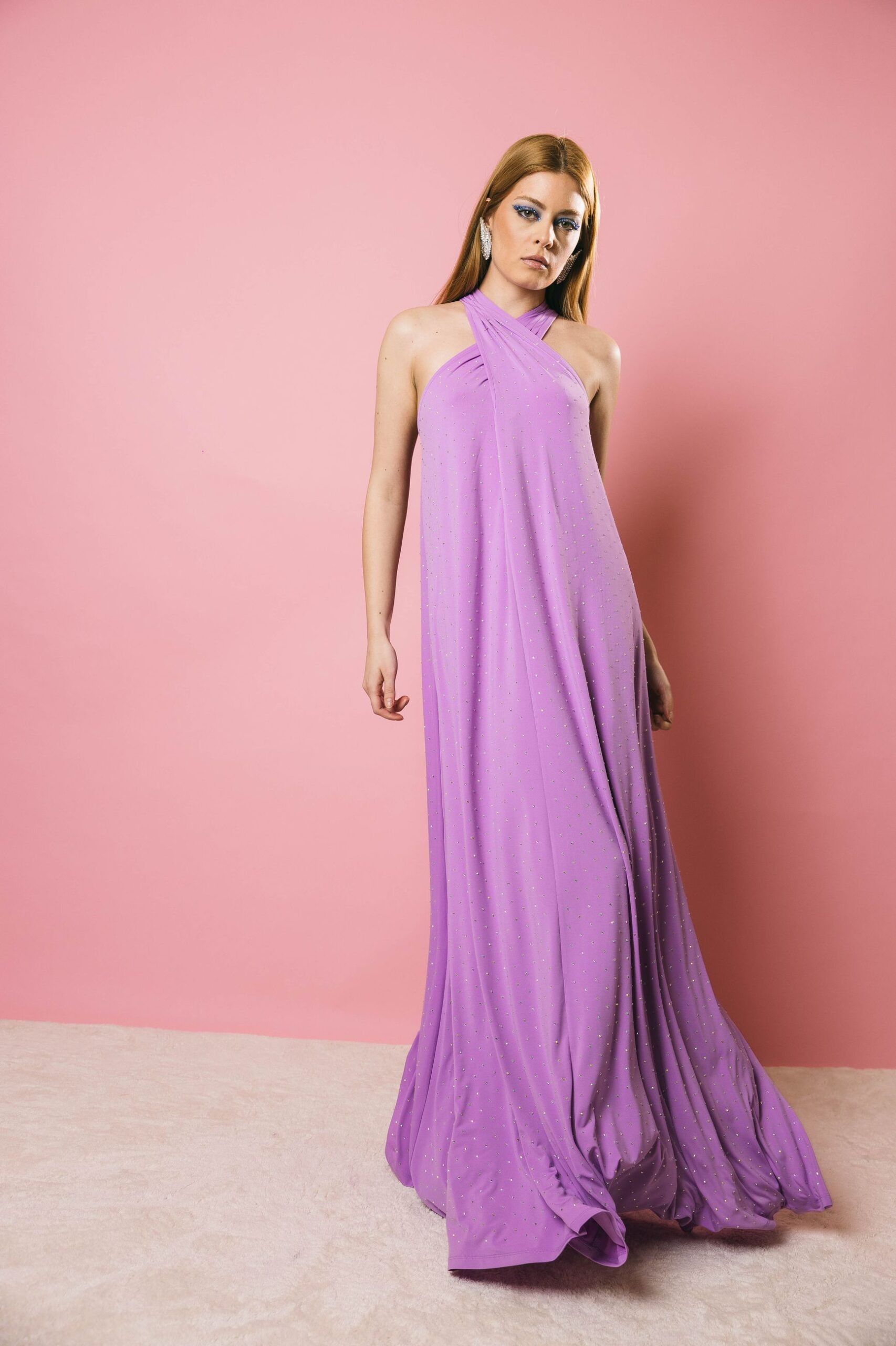 Hisha rhinestone  abito lungo  essentiel antwerp  lilla, 3