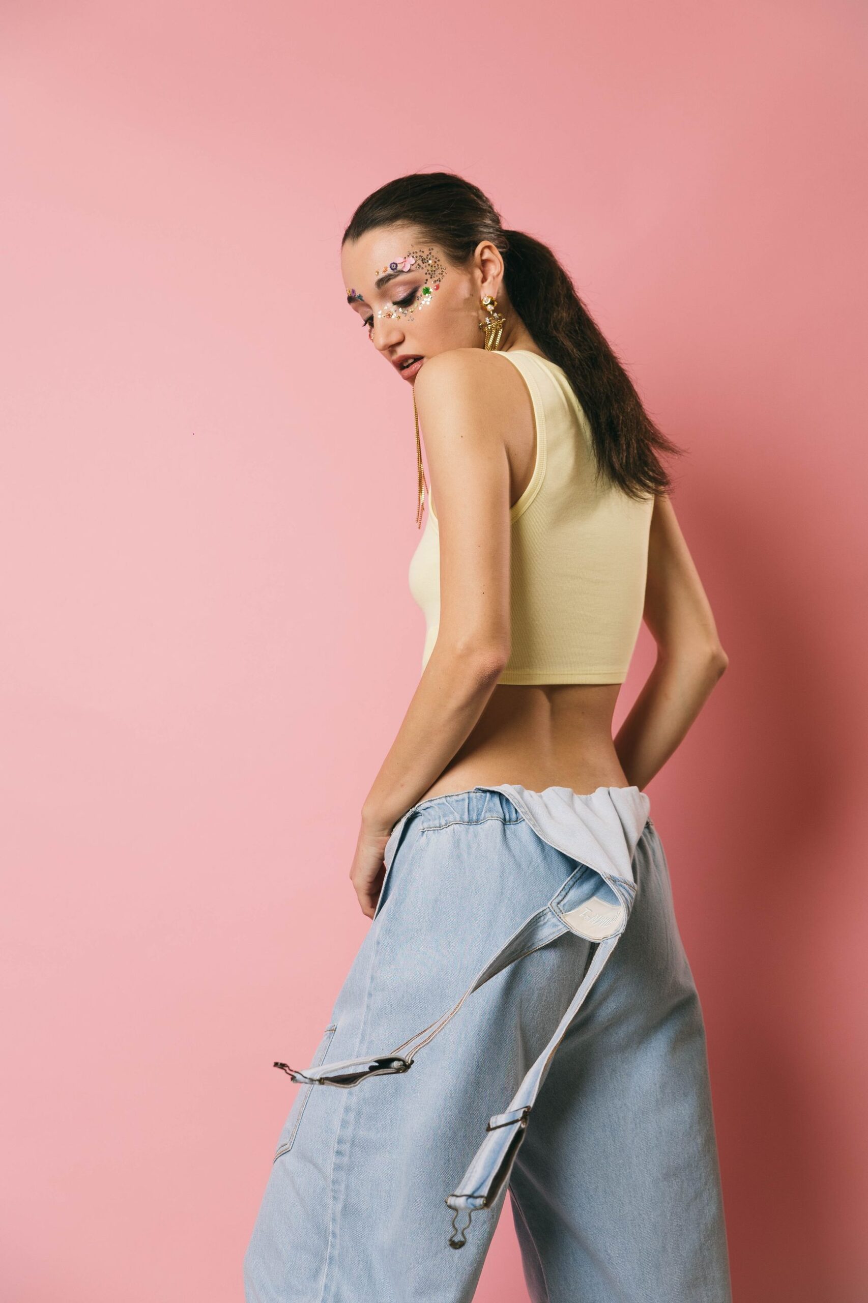 Ck7769 yellow white  top  glamorous  banana, xs