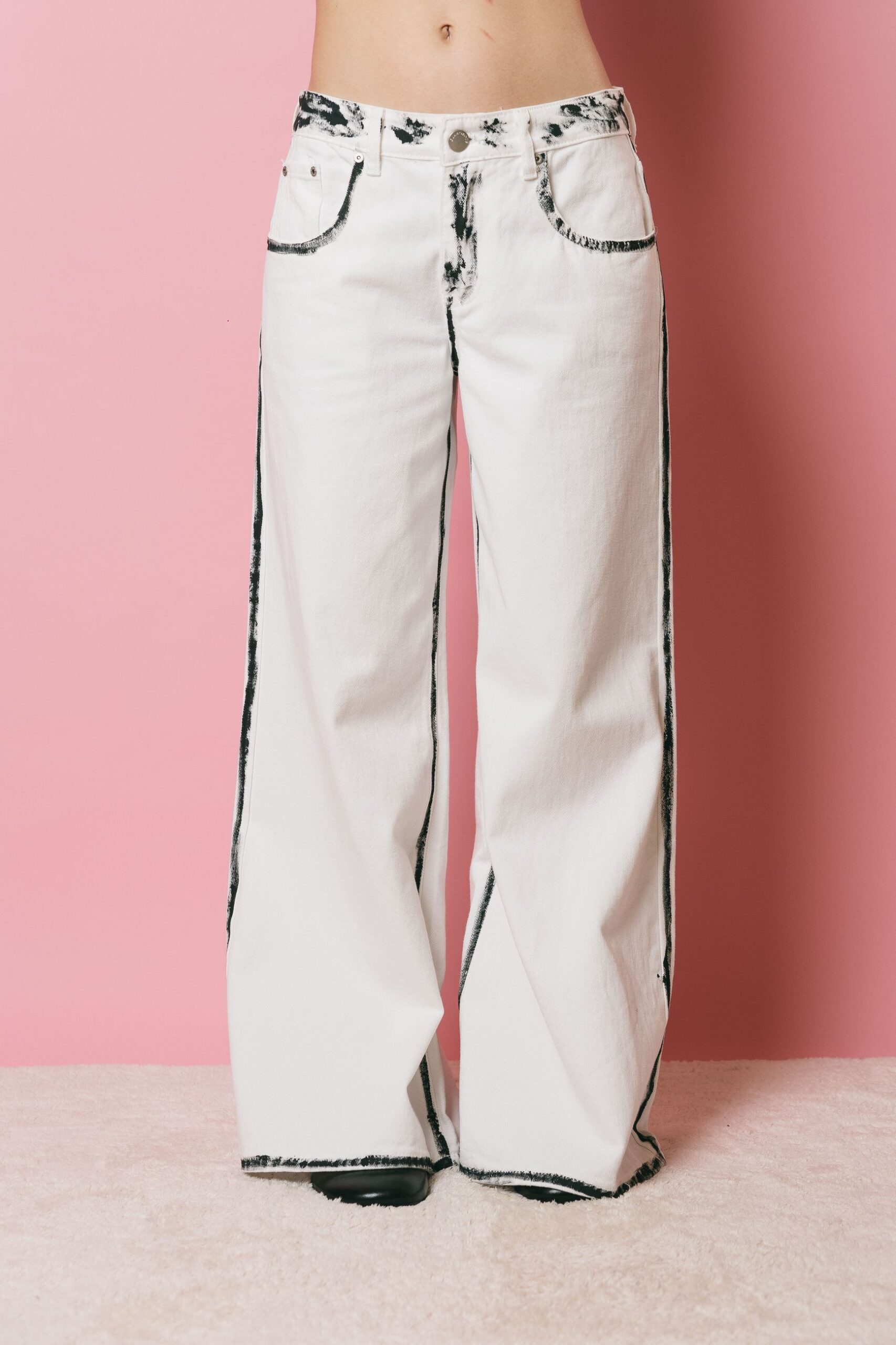 Hc0217a  jeans  glamorous  white black edges, m