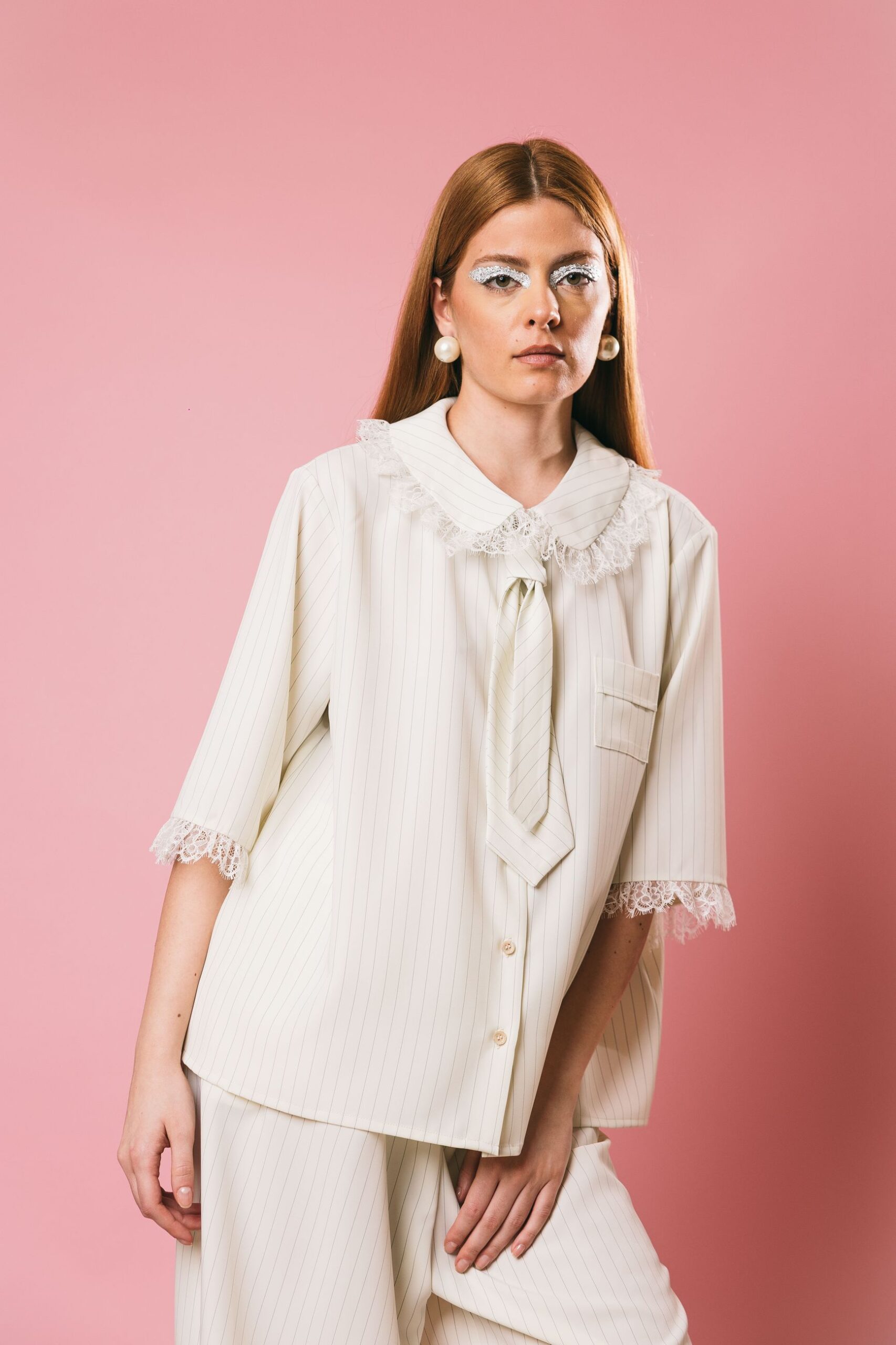 Vs1cm0096te077 gessato vaniglia  camicie  vivetta  gessato vaniglia, 42