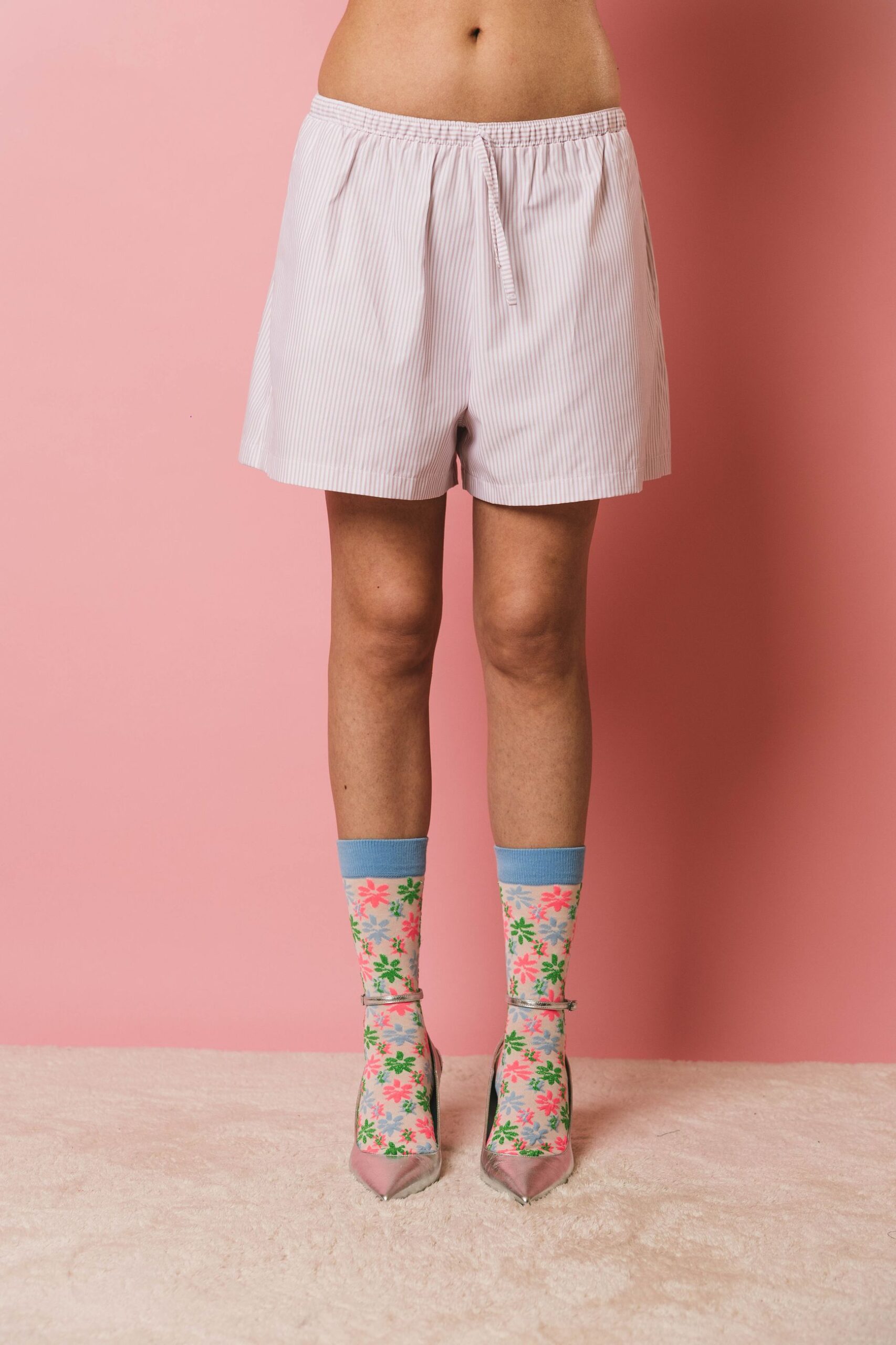 Ke2528 pink  shorts  kostumn°1  righe rosa/bianco, s