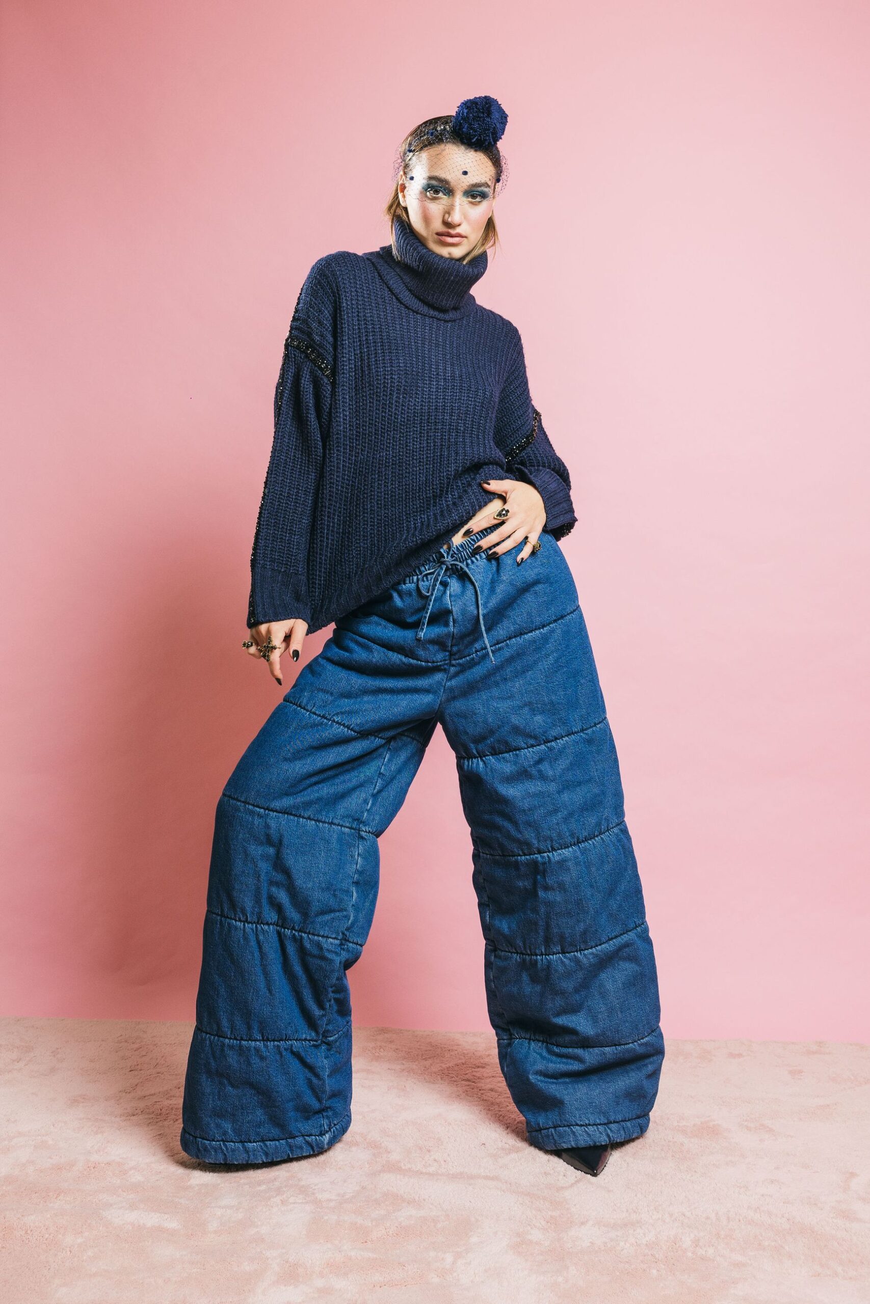 451p590 puffy big  jeans  cycle  blu denim, m