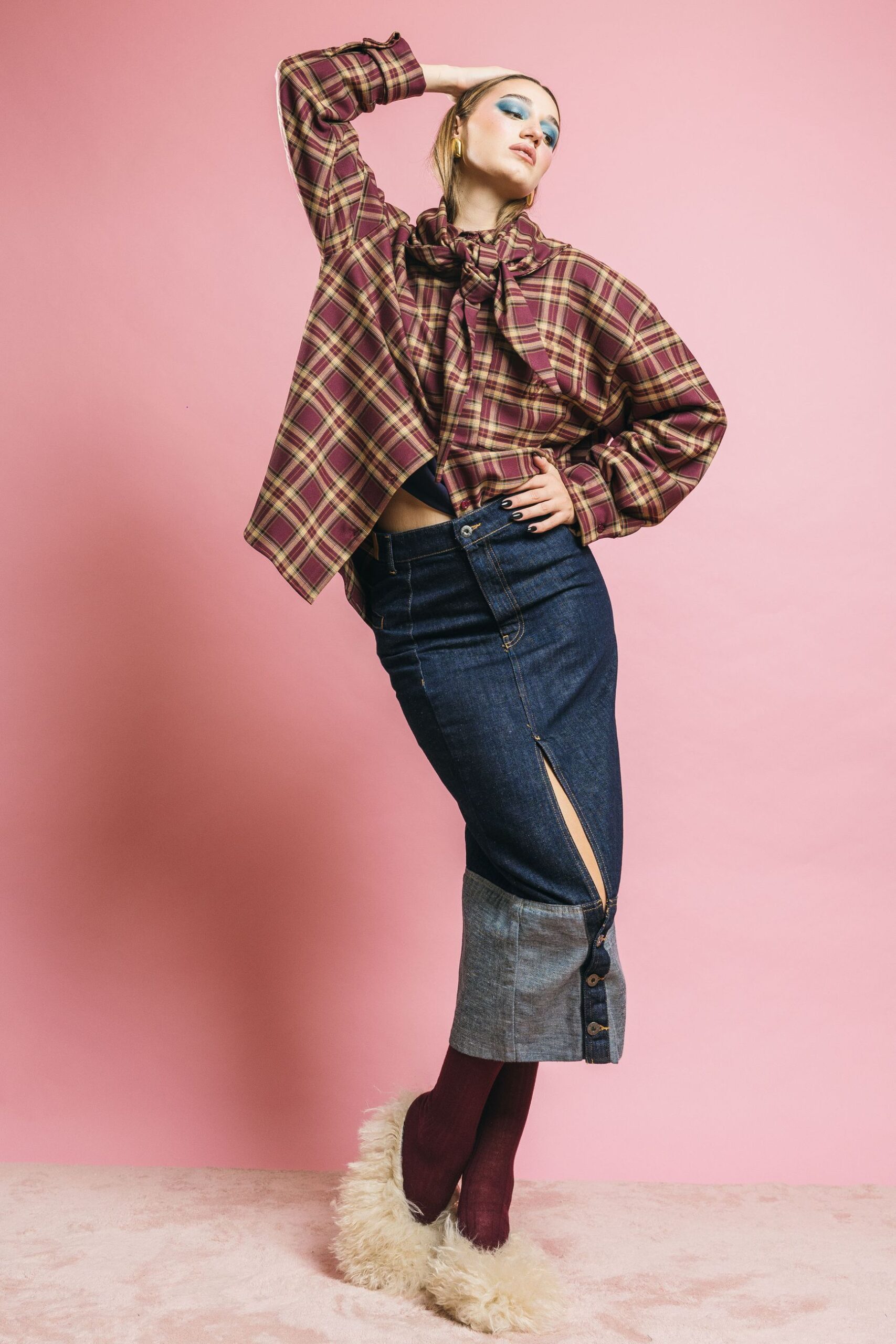 Ki25108 tartan  camicie  kostumn°1  tartan bordeaux/beige, i