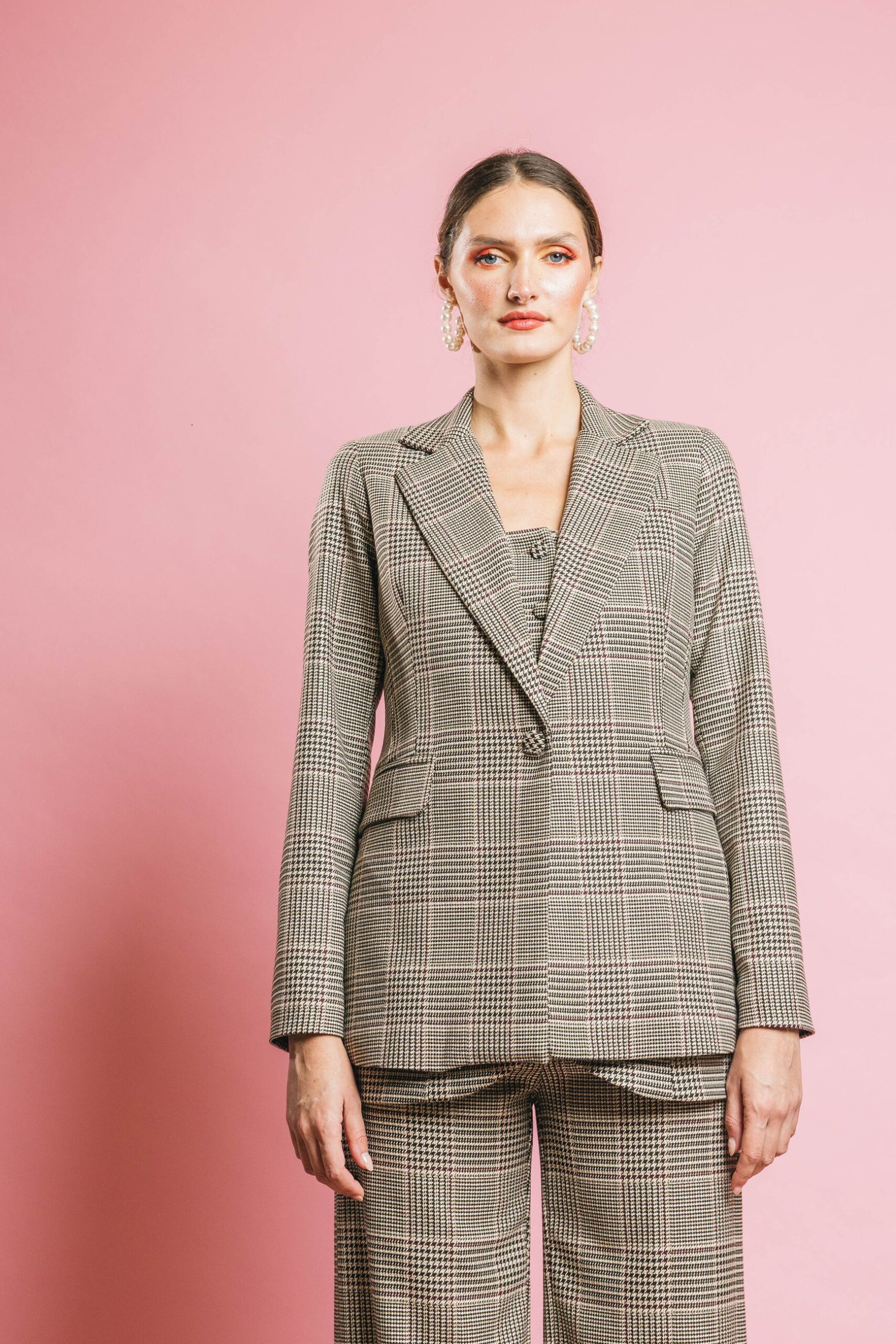 Ki2564 tweed  giacche  kostumn°1  tweed beige/bordeaux, m