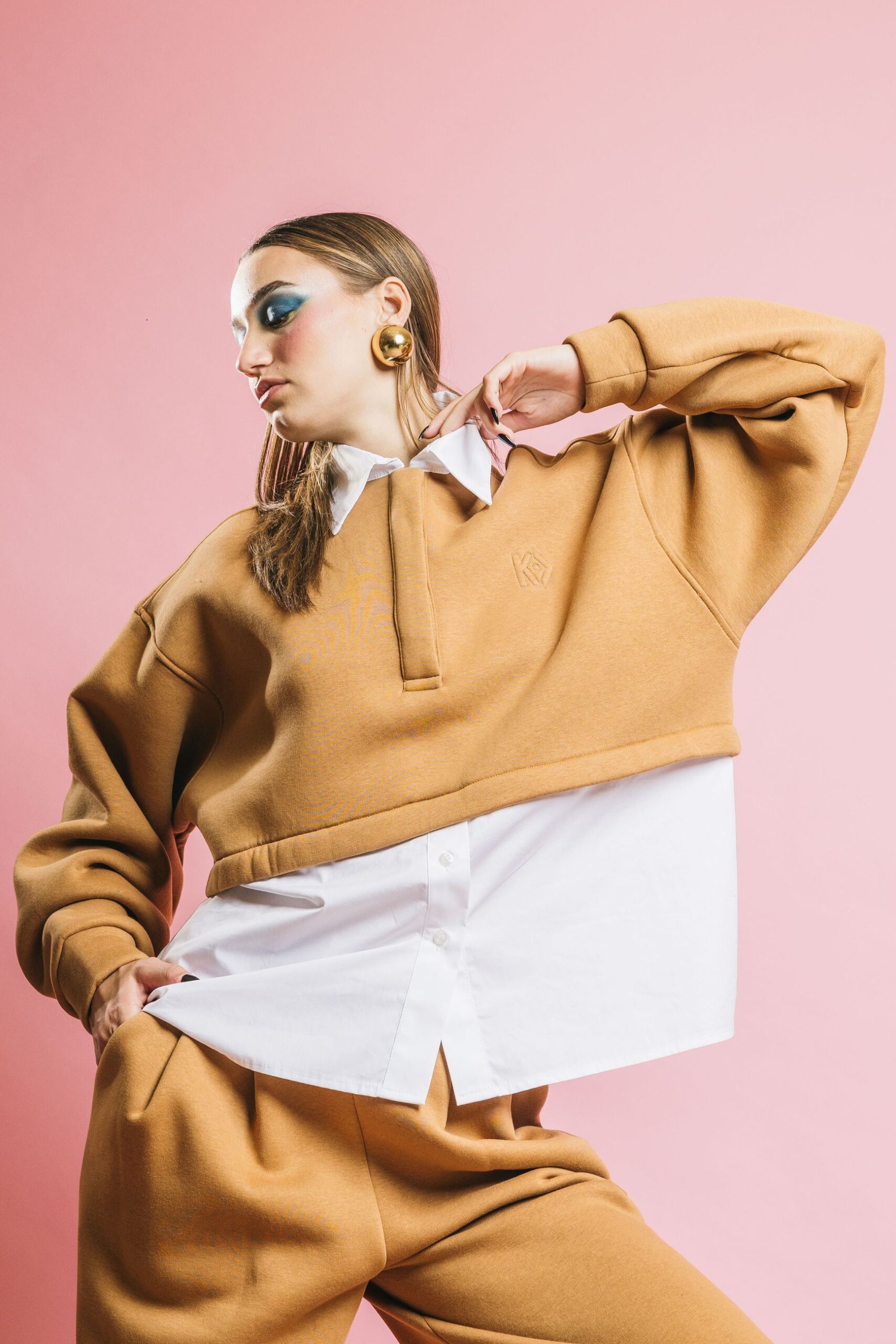 Ki25133 cammello  felpe  kostumn°1  cammello/bianco, m