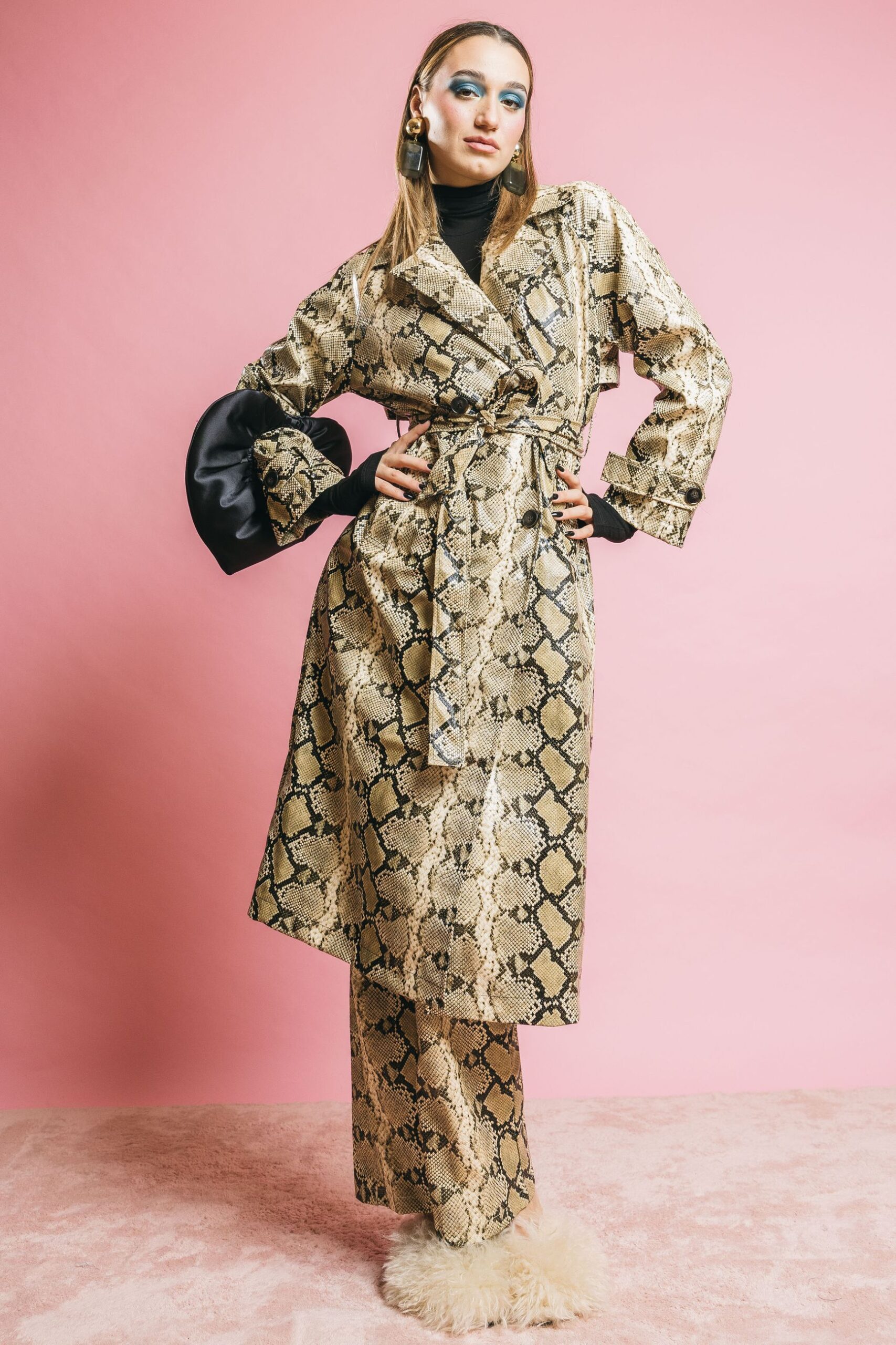 Hc0647 beige snake  cappotti  glamorous  beige/pitone, l