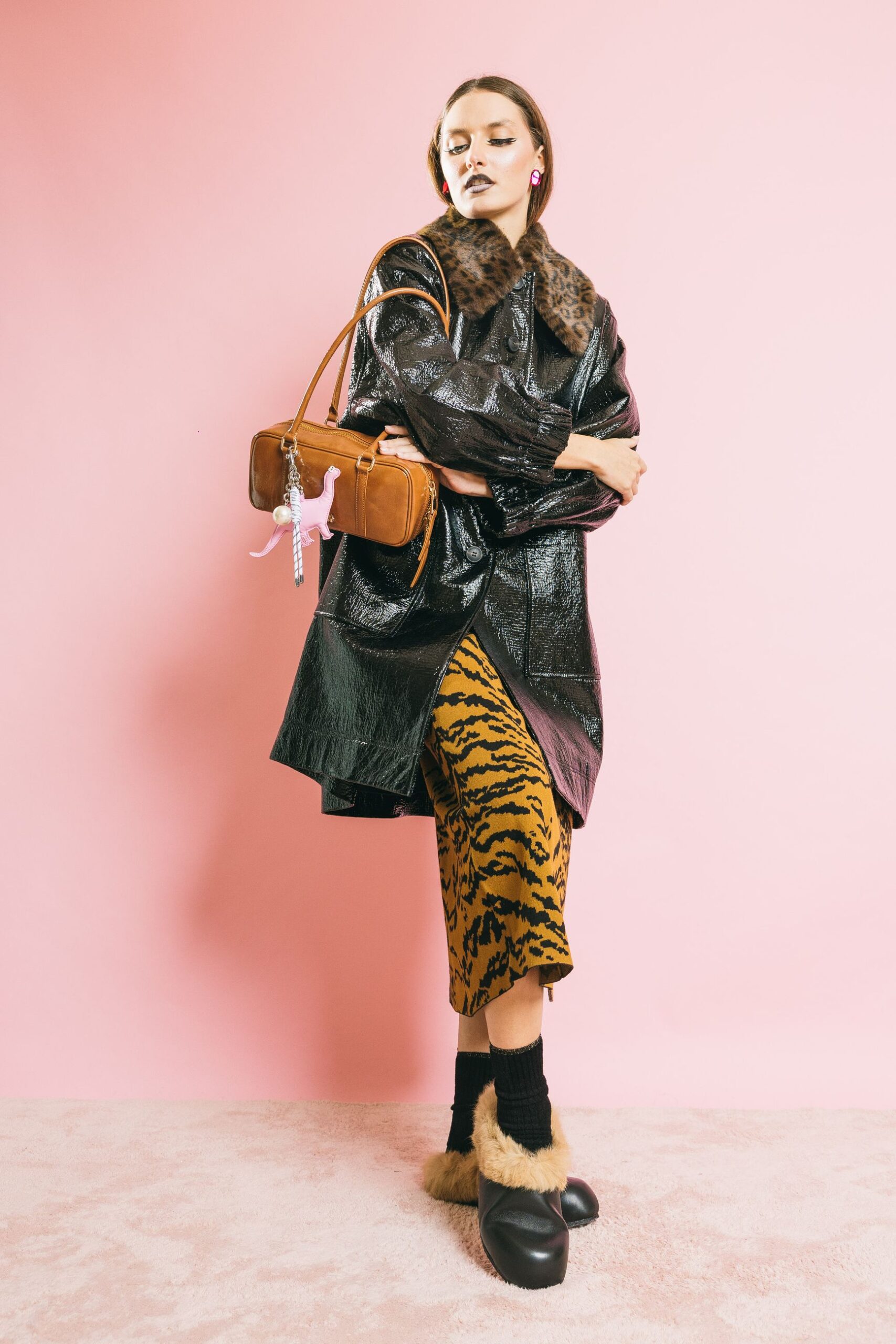 Iom faux fur collar coat  cappotti  essentiel antwerp  black, l